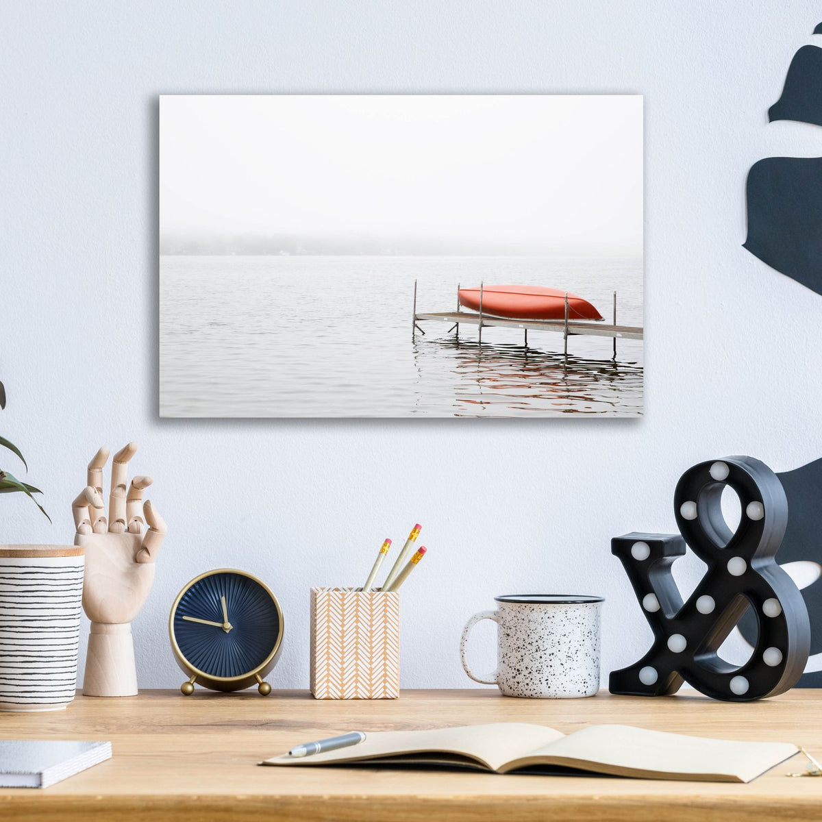 Epic Art ' Red Canoe' by Brooke T. Ryan, Acrylic Glass Wall Art,16x12