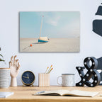 Sailboat in Teal and Coral by Brooke T. Ryan - 16x12 acrylic wall art in a room