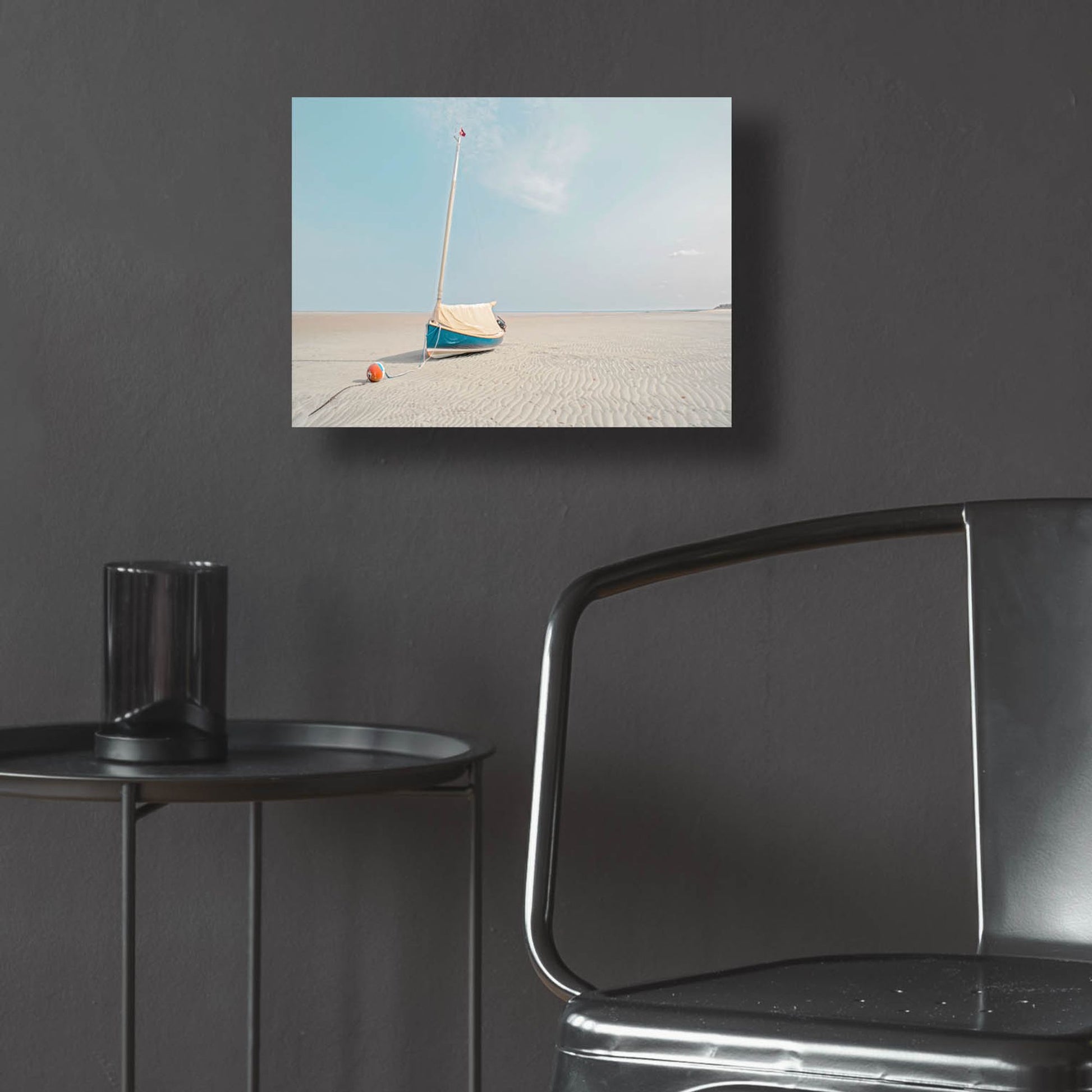 Epic Art ' Sailboat in Teal and Coral' by Brooke T. Ryan, Acrylic Glass Wall Art,16x12