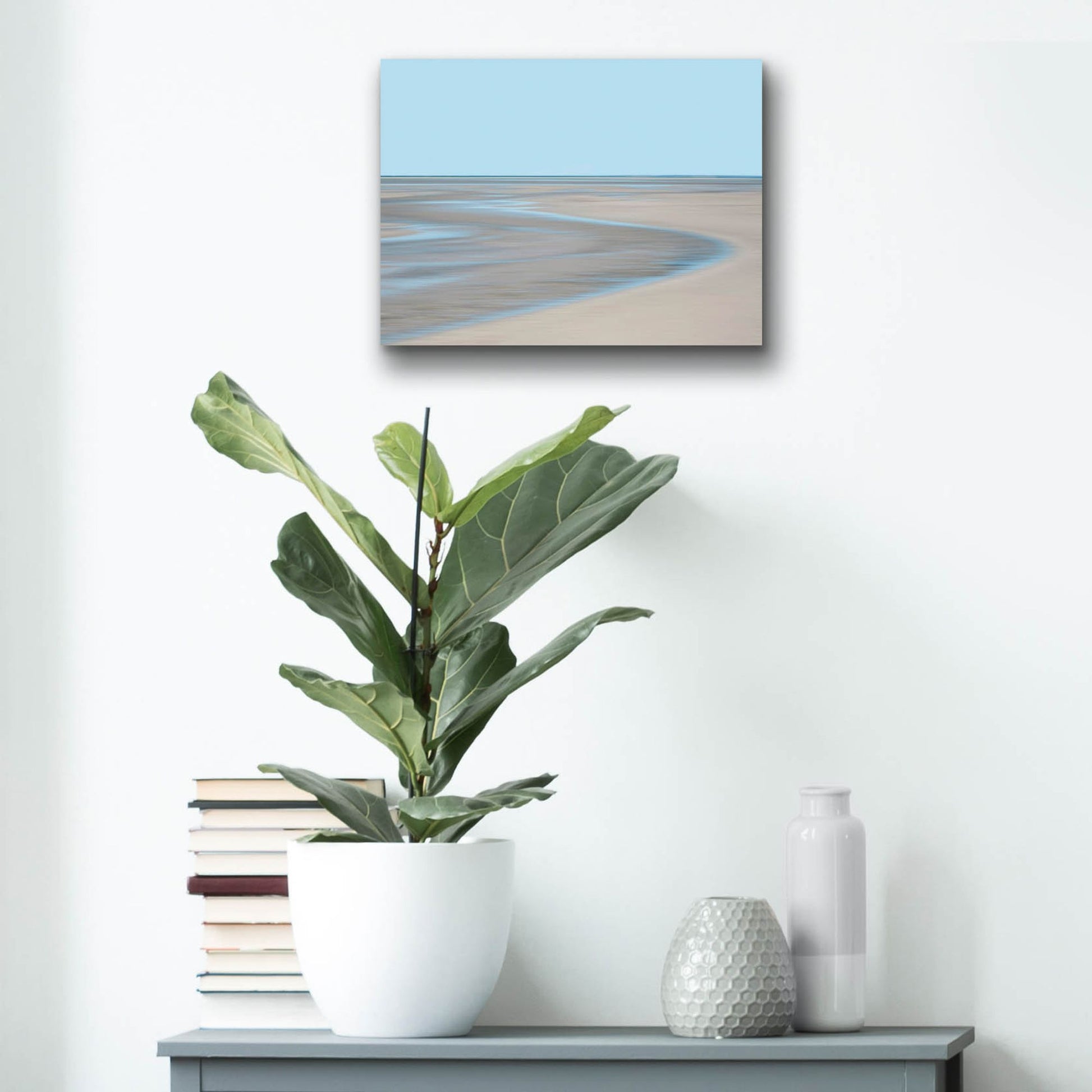 Epic Art ' Blue and Beige Beach 1' by Brooke T. Ryan, Acrylic Glass Wall Art,16x12