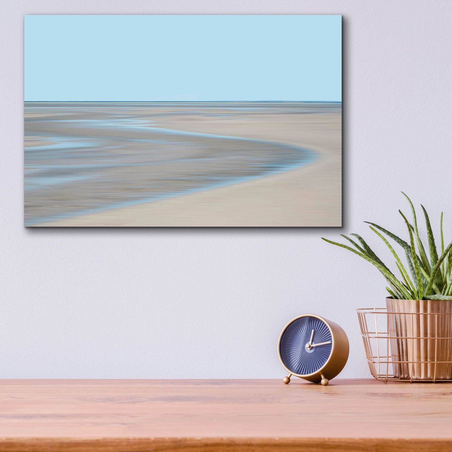 Epic Art ' Blue and Beige Beach 1' by Brooke T. Ryan, Acrylic Glass Wall Art,16x12