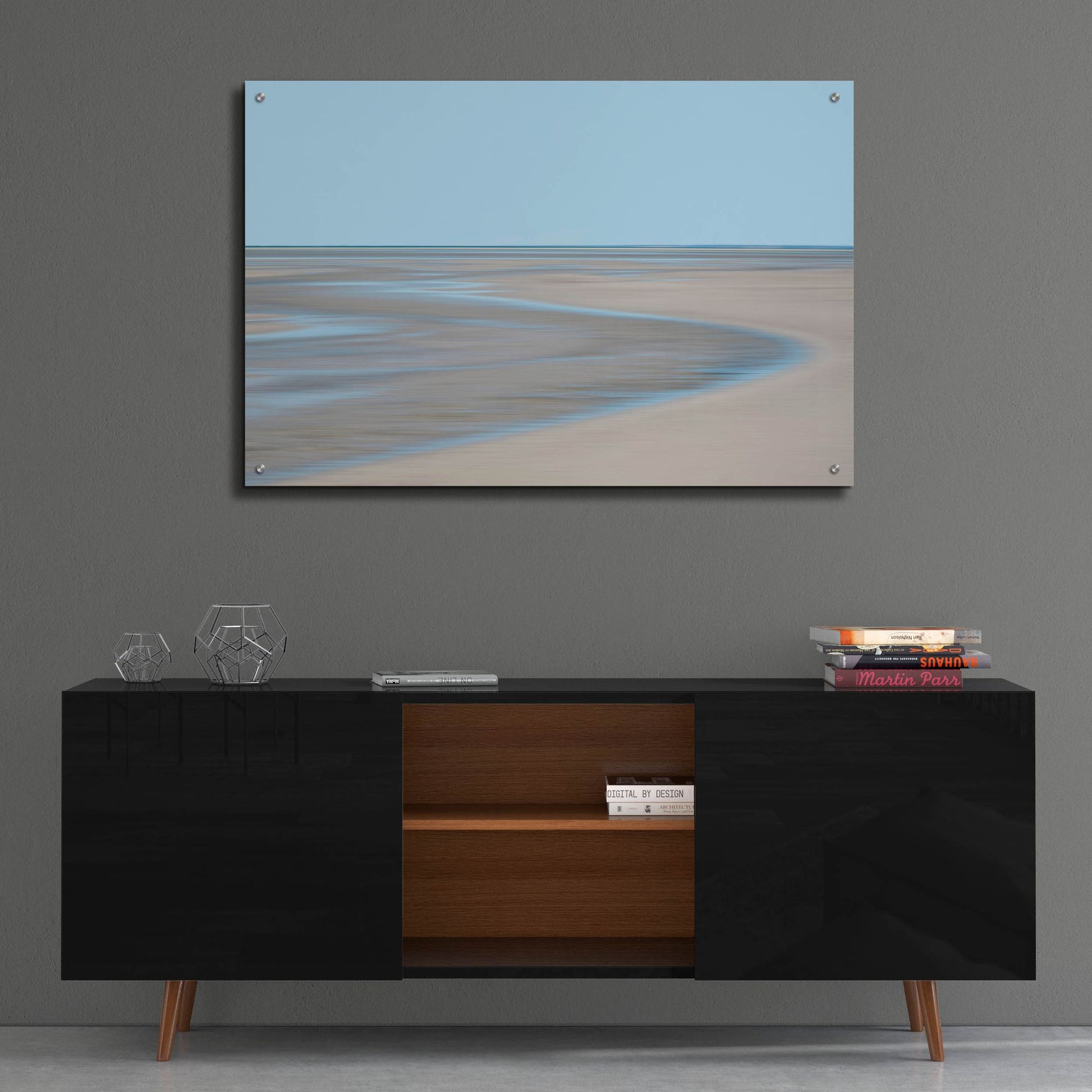 Epic Art ' Blue and Beige Beach 1' by Brooke T. Ryan, Acrylic Glass Wall Art,36x24