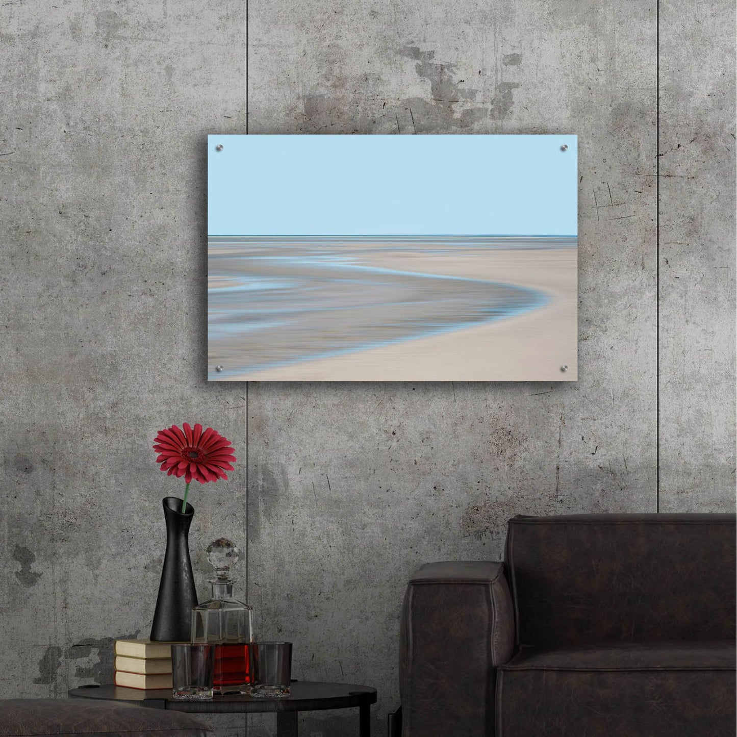 Epic Art ' Blue and Beige Beach 1' by Brooke T. Ryan, Acrylic Glass Wall Art,36x24