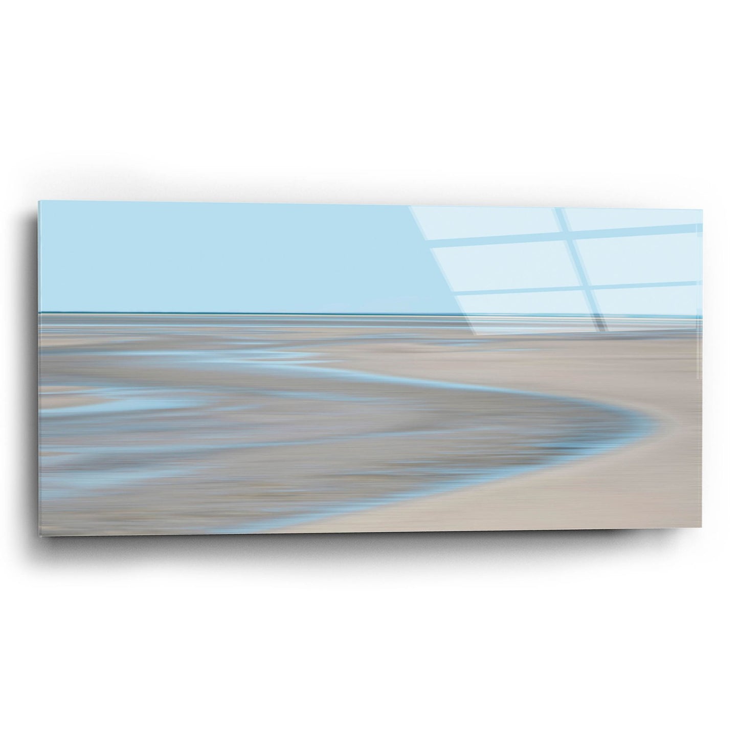 Epic Art ' Blue and Beige Beach 2' by Brooke T. Ryan, Acrylic Glass Wall Art,24x12