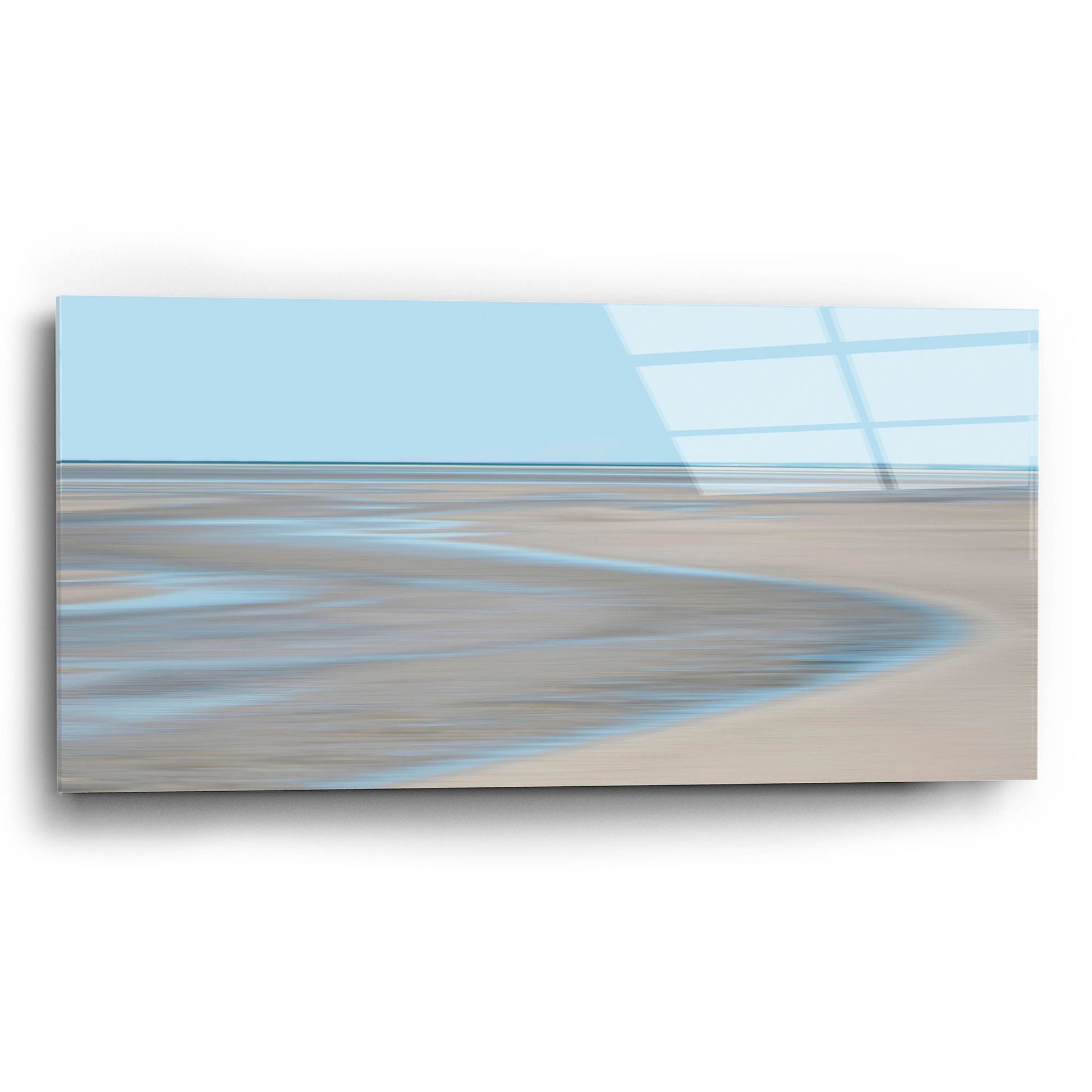 Epic Art ' Blue and Beige Beach 2' by Brooke T. Ryan, Acrylic Glass Wall Art,24x12