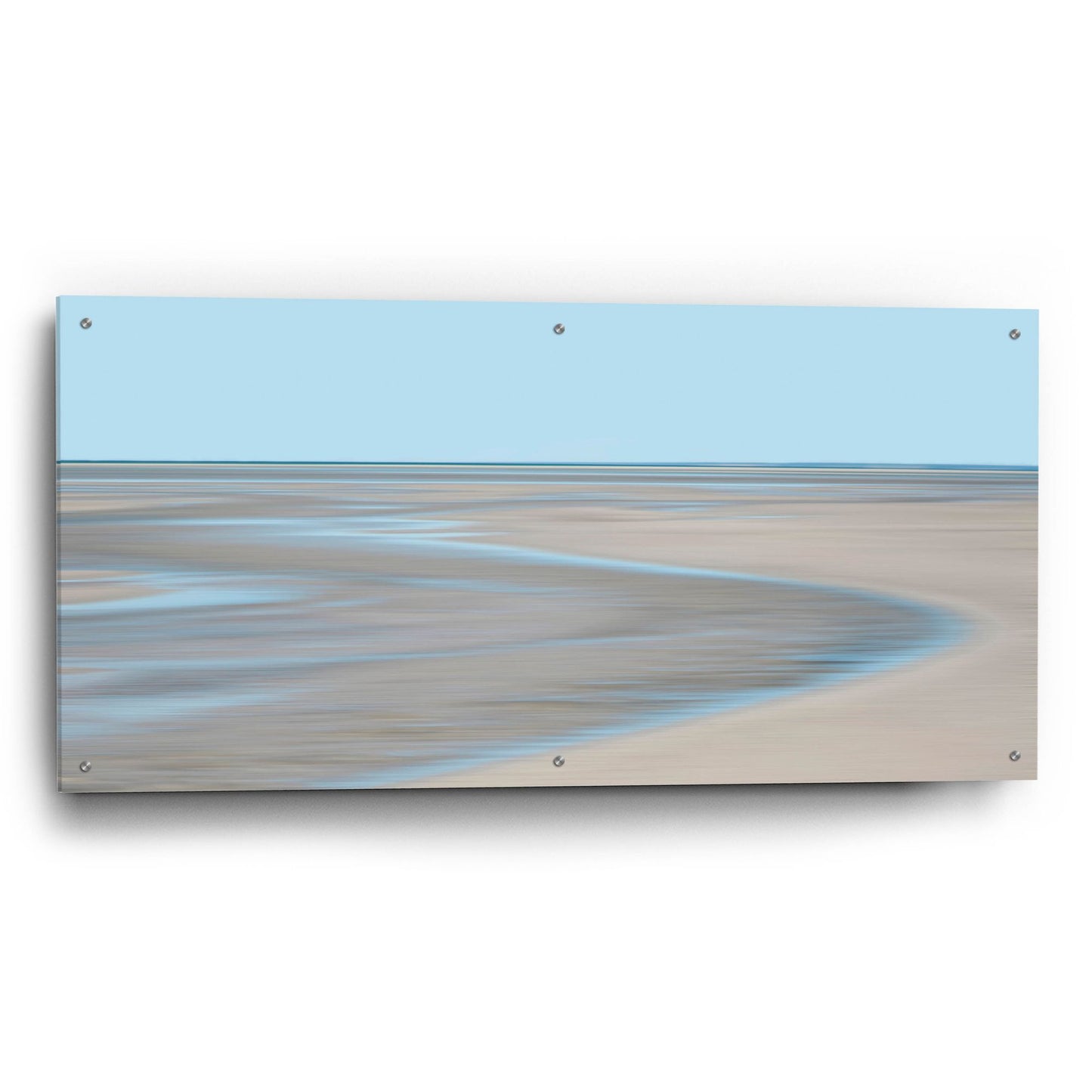 Epic Art ' Blue and Beige Beach 2' by Brooke T. Ryan, Acrylic Glass Wall Art,48x24