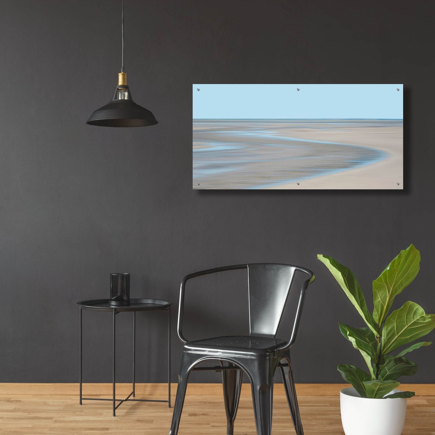 Epic Art ' Blue and Beige Beach 2' by Brooke T. Ryan, Acrylic Glass Wall Art,48x24