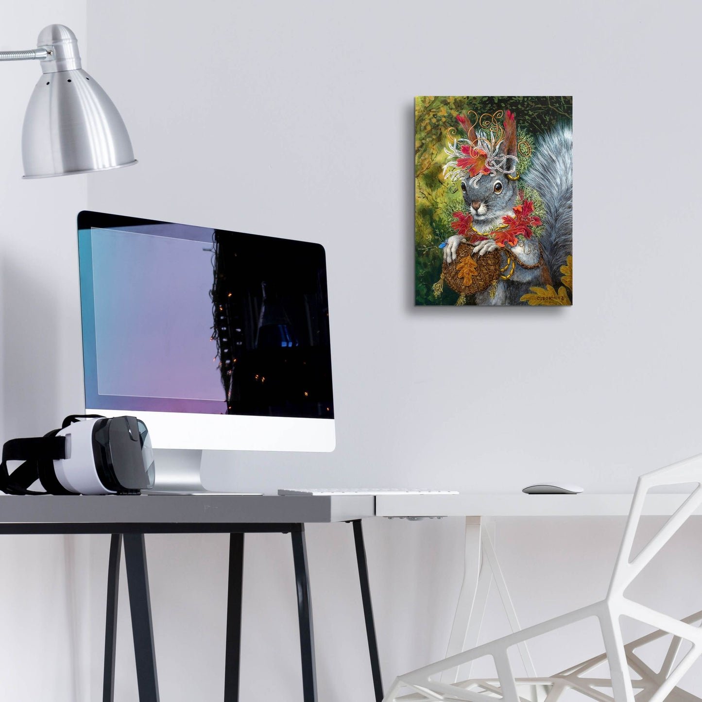 Epic Art ' The Squirrel's Dream' by Carolyn Schmitz, Acrylic Glass Wall Art,12x16