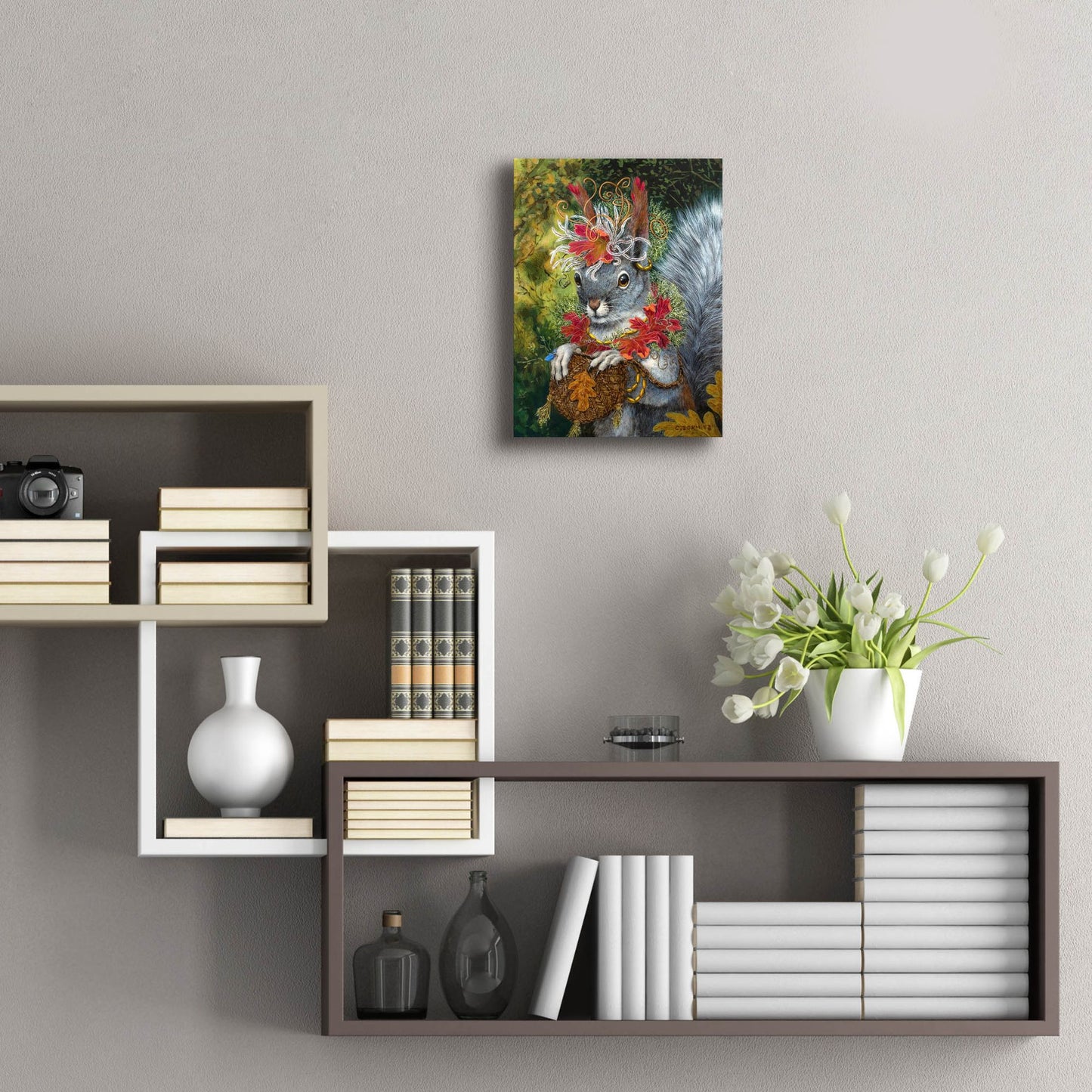 Epic Art ' The Squirrel's Dream' by Carolyn Schmitz, Acrylic Glass Wall Art,12x16
