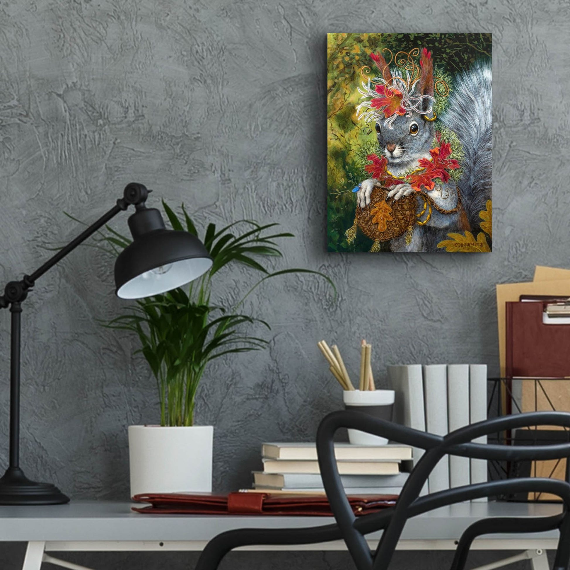 Epic Art ' The Squirrel's Dream' by Carolyn Schmitz, Acrylic Glass Wall Art,12x16