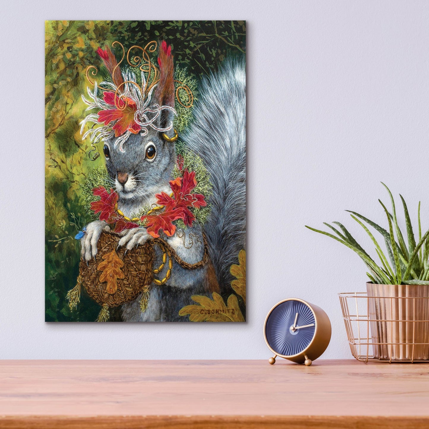 Epic Art ' The Squirrel's Dream' by Carolyn Schmitz, Acrylic Glass Wall Art,12x16
