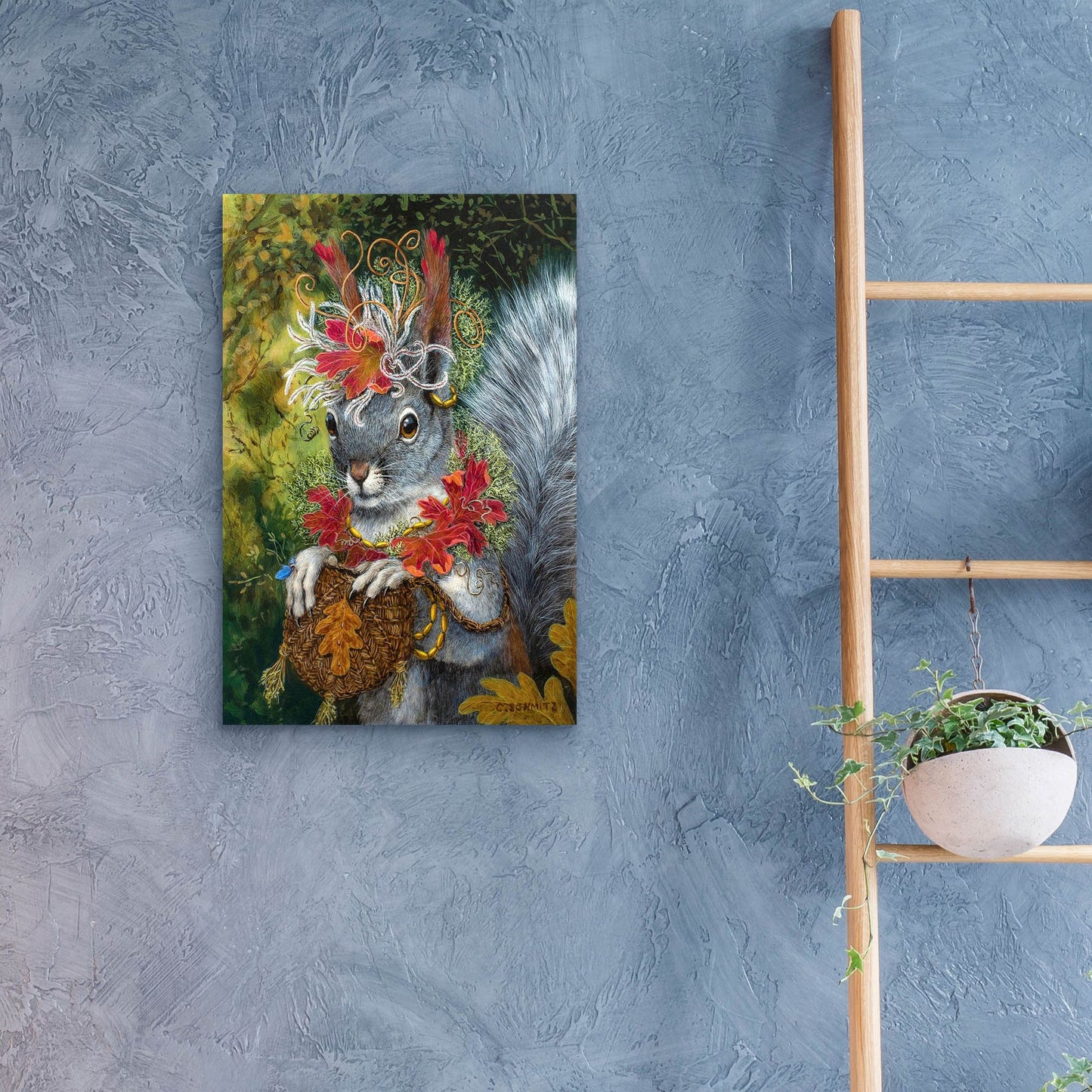 Epic Art ' The Squirrel's Dream' by Carolyn Schmitz, Acrylic Glass Wall Art,16x24