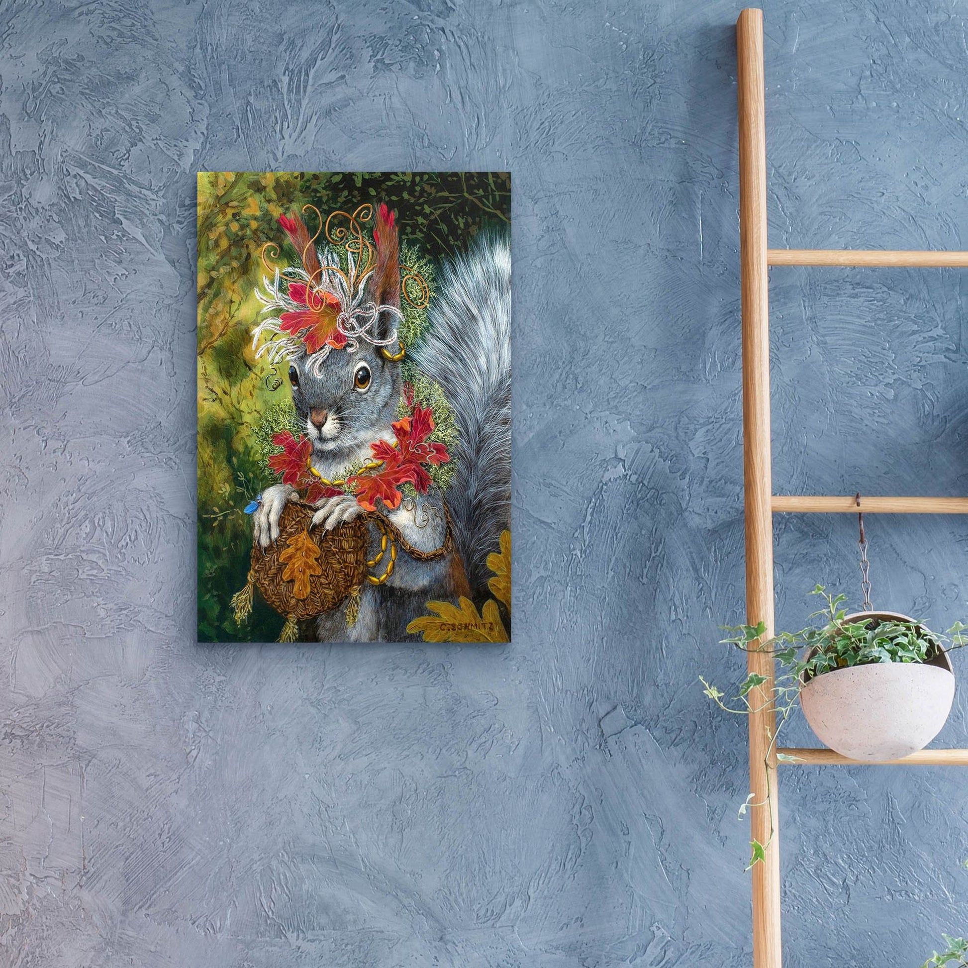 Epic Art ' The Squirrel's Dream' by Carolyn Schmitz, Acrylic Glass Wall Art,16x24