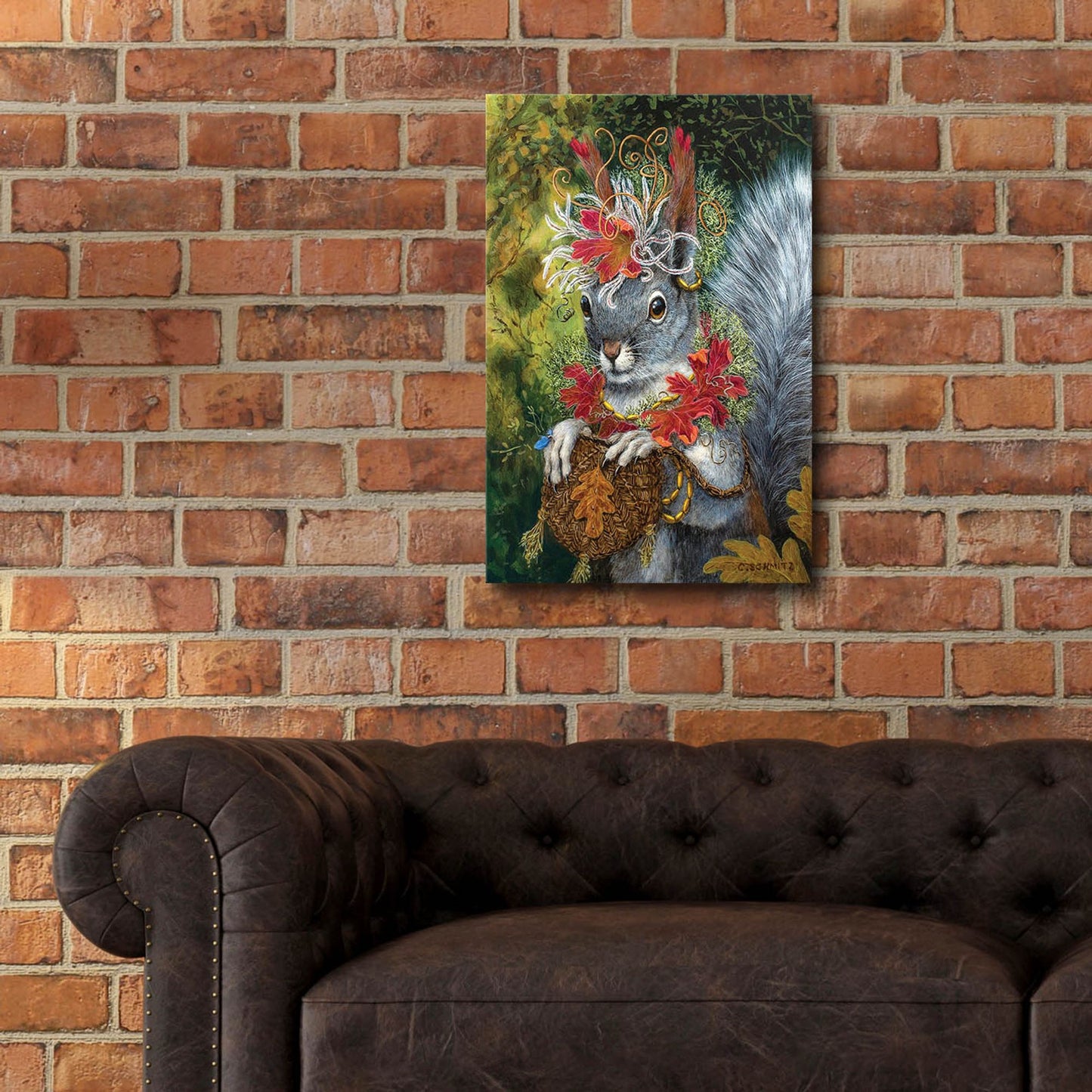 Epic Art ' The Squirrel's Dream' by Carolyn Schmitz, Acrylic Glass Wall Art,16x24