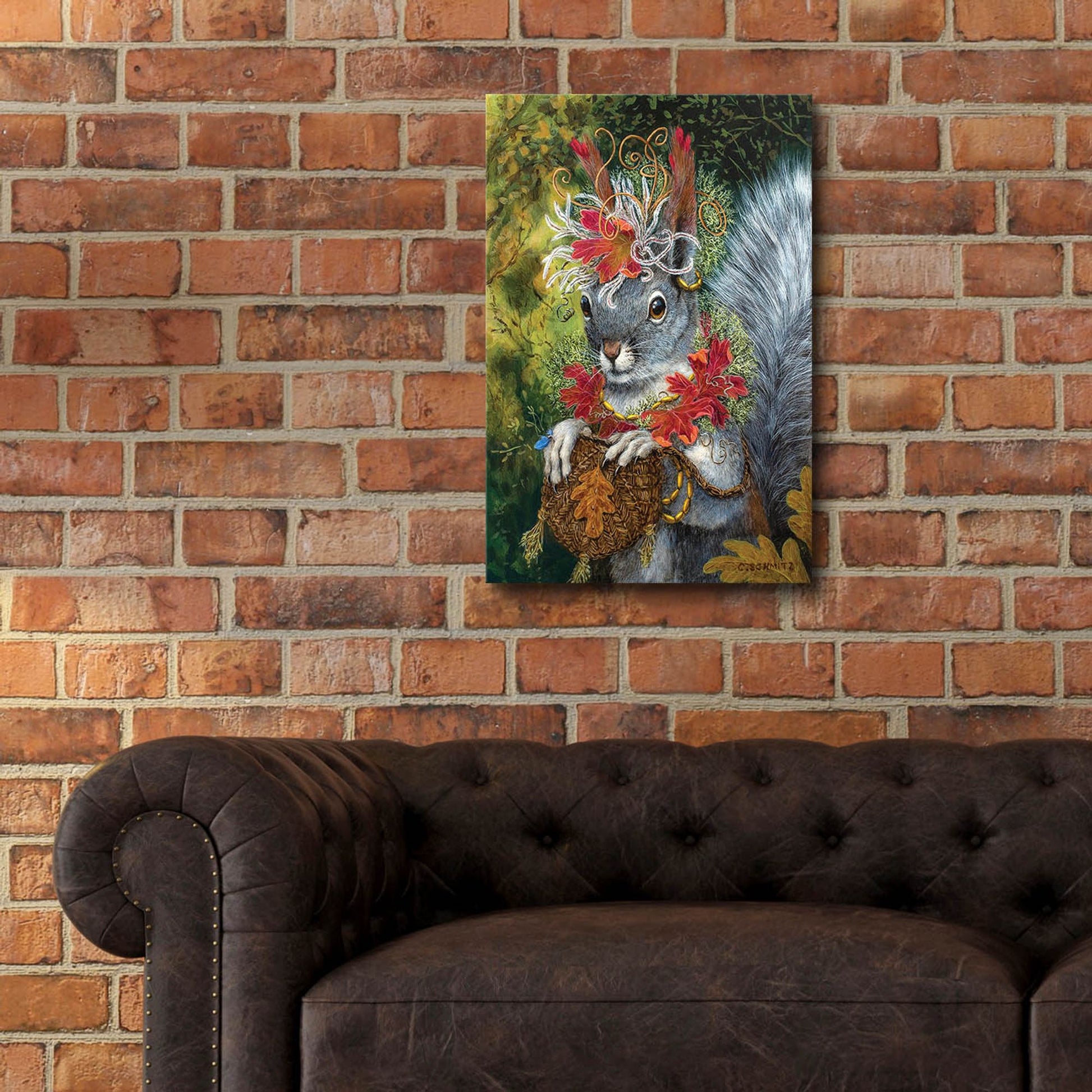Epic Art ' The Squirrel's Dream' by Carolyn Schmitz, Acrylic Glass Wall Art,16x24