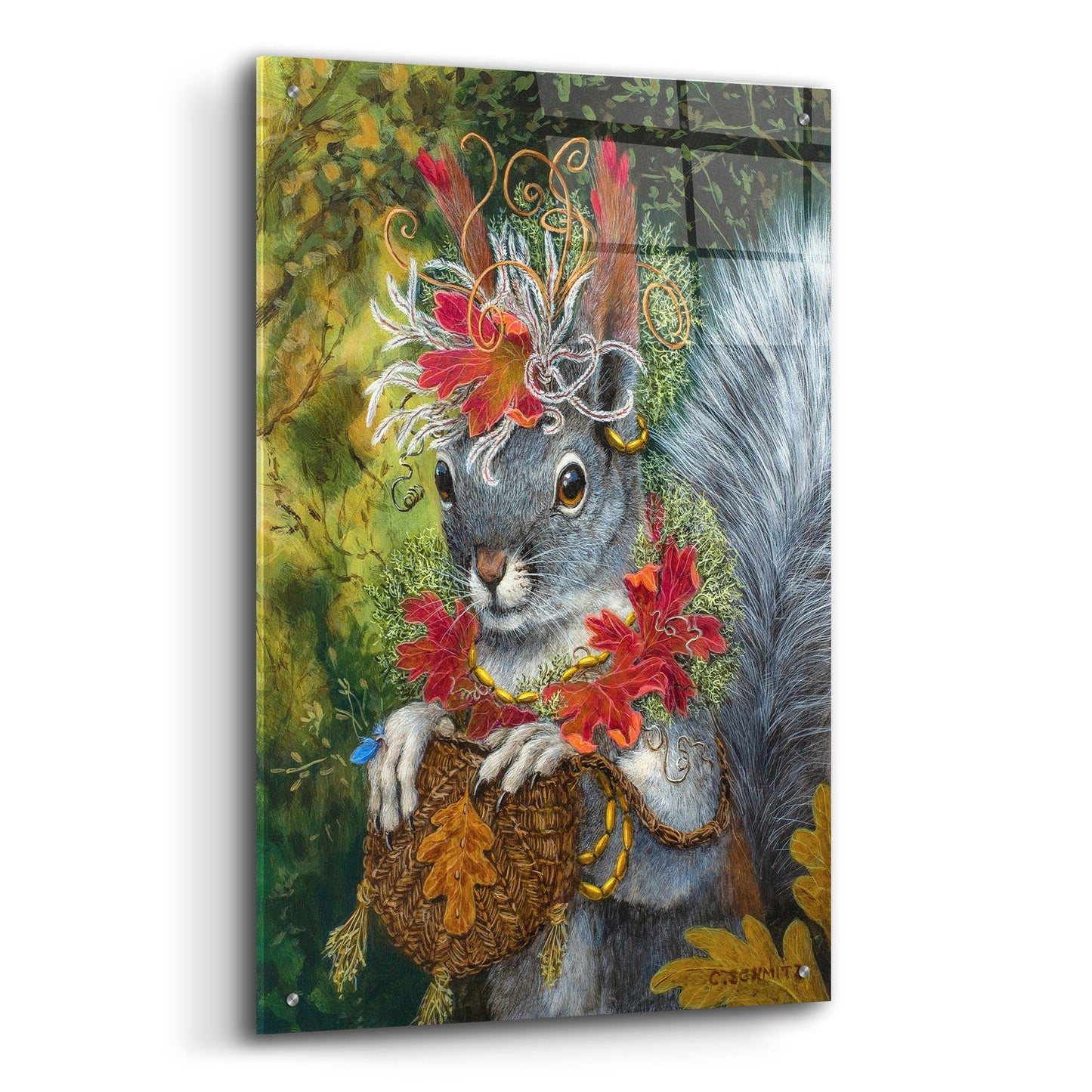 Epic Art ' The Squirrel's Dream' by Carolyn Schmitz, Acrylic Glass Wall Art,24x36