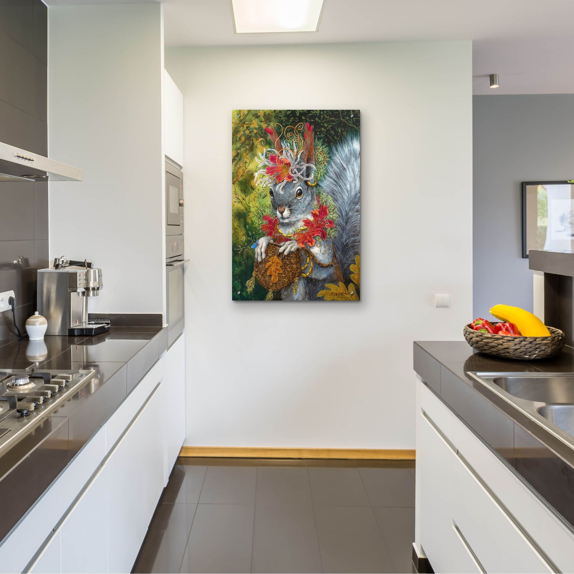 Epic Art ' The Squirrel's Dream' by Carolyn Schmitz, Acrylic Glass Wall Art,24x36