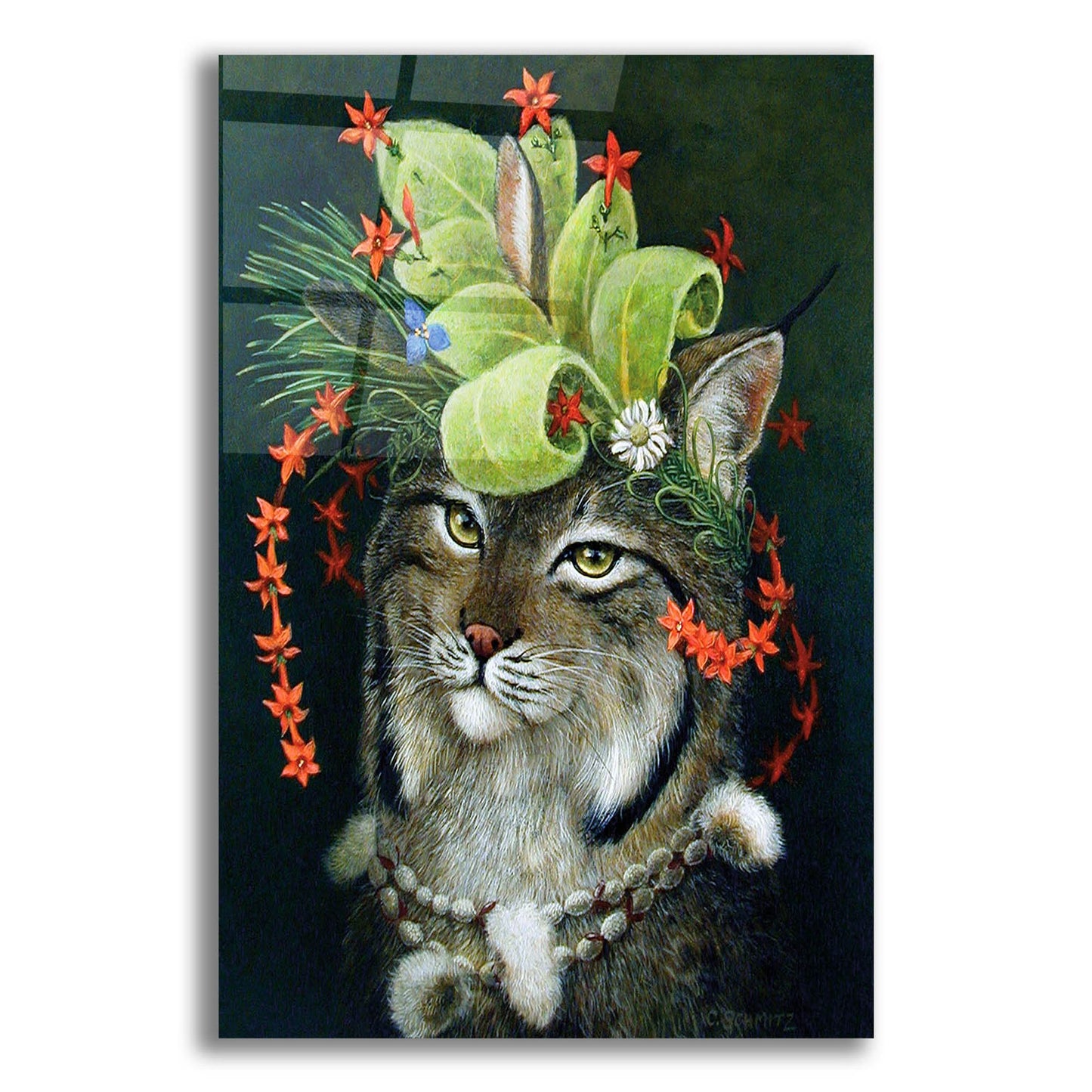 Epic Art ' Glorious Forest Hat' by Carolyn Schmitz, Acrylic Glass Wall Art,12x16