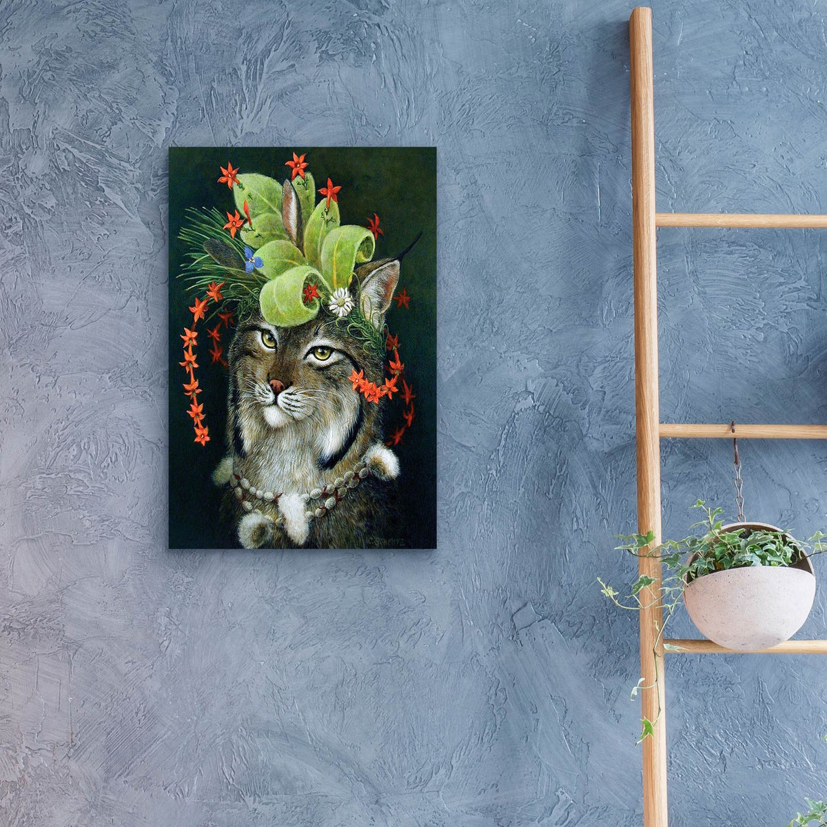 Glorious Forest Hat by Carolyn Schmitz - 16x24 acrylic wall art in a room