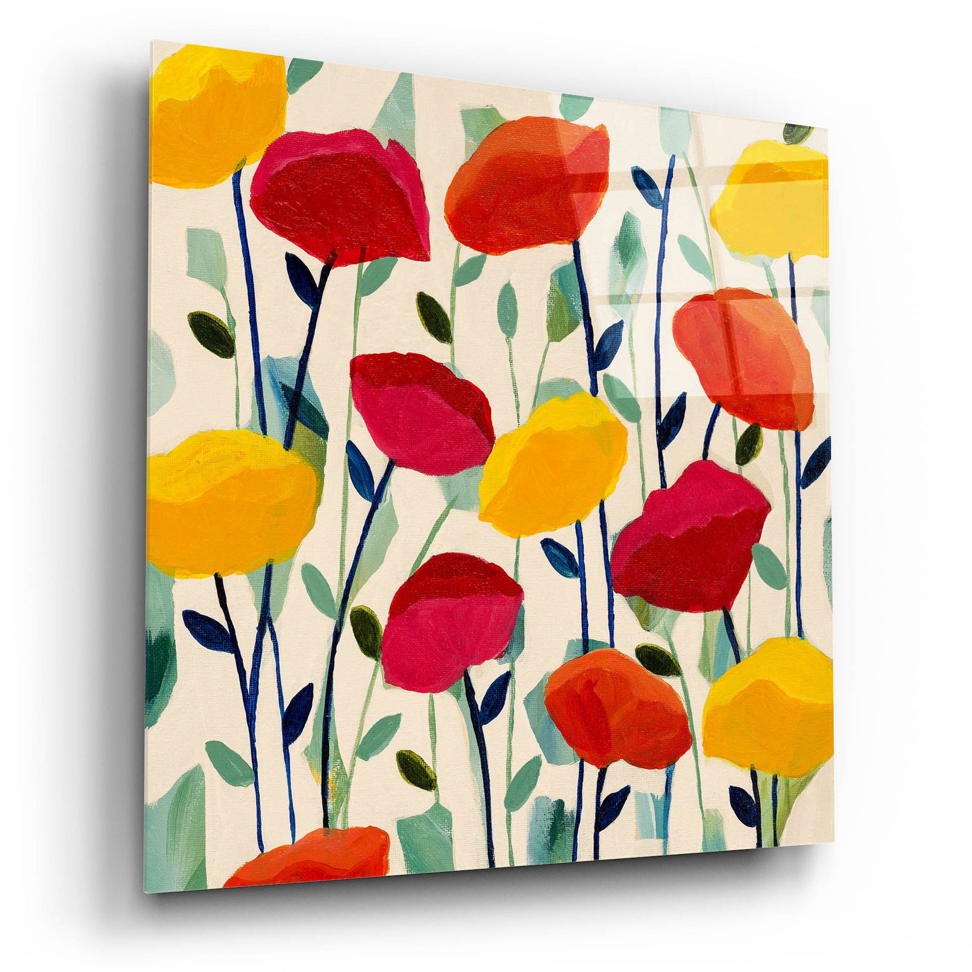 Epic Art ' Cheerful Poppies' by Carrie Schmitt, Acrylic Glass Wall Art,12x12