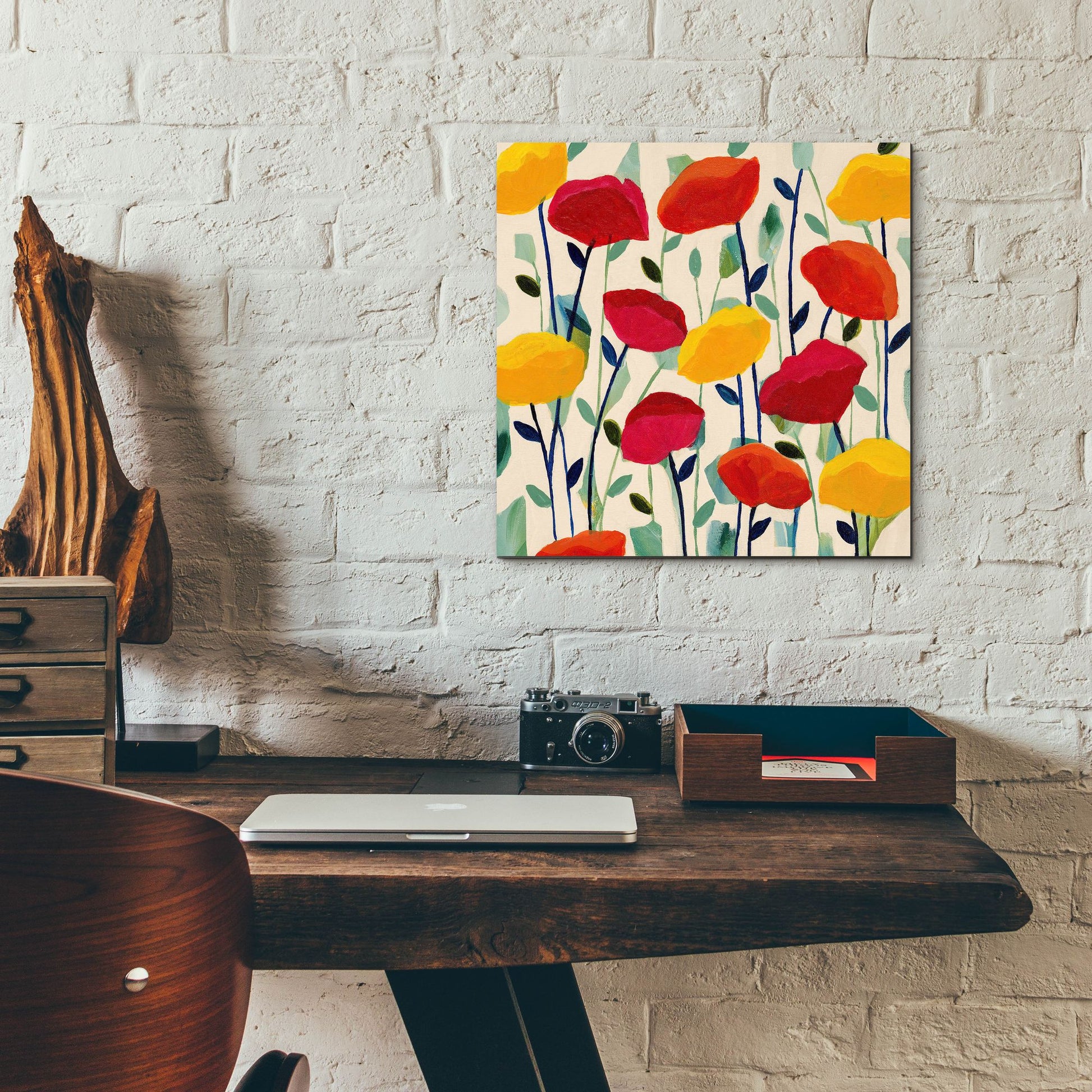 Epic Art ' Cheerful Poppies' by Carrie Schmitt, Acrylic Glass Wall Art,12x12