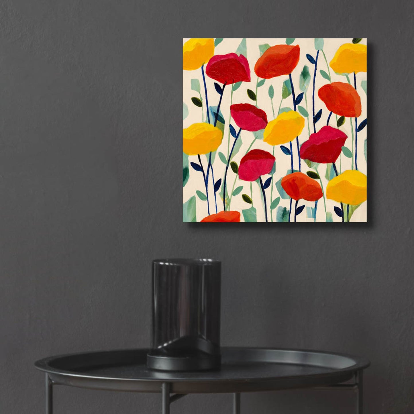 Epic Art ' Cheerful Poppies' by Carrie Schmitt, Acrylic Glass Wall Art,12x12