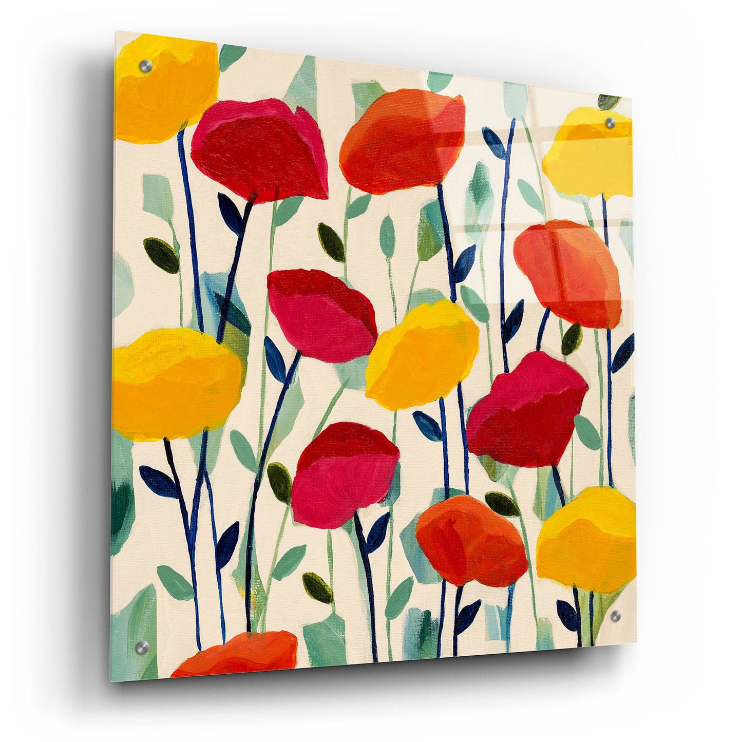 Epic Art ' Cheerful Poppies' by Carrie Schmitt, Acrylic Glass Wall Art,24x24