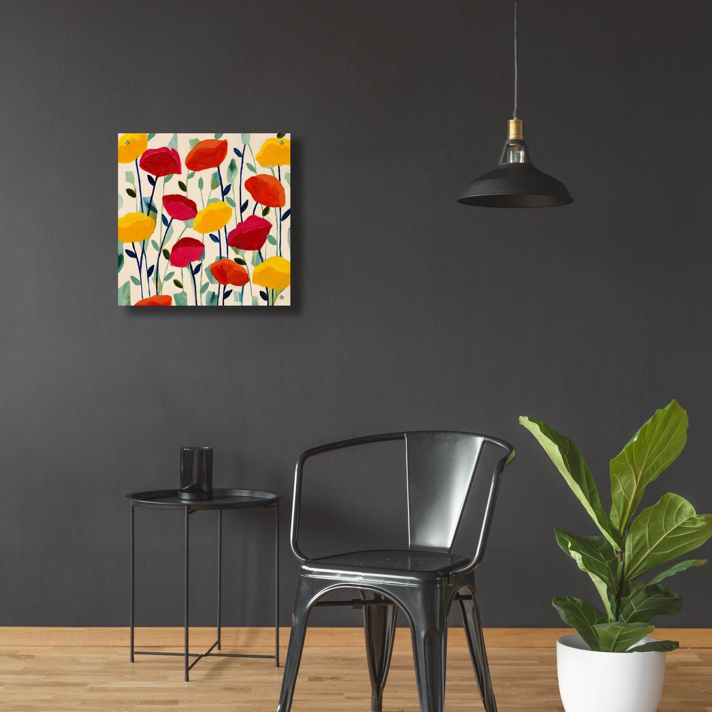 Epic Art ' Cheerful Poppies' by Carrie Schmitt, Acrylic Glass Wall Art,24x24