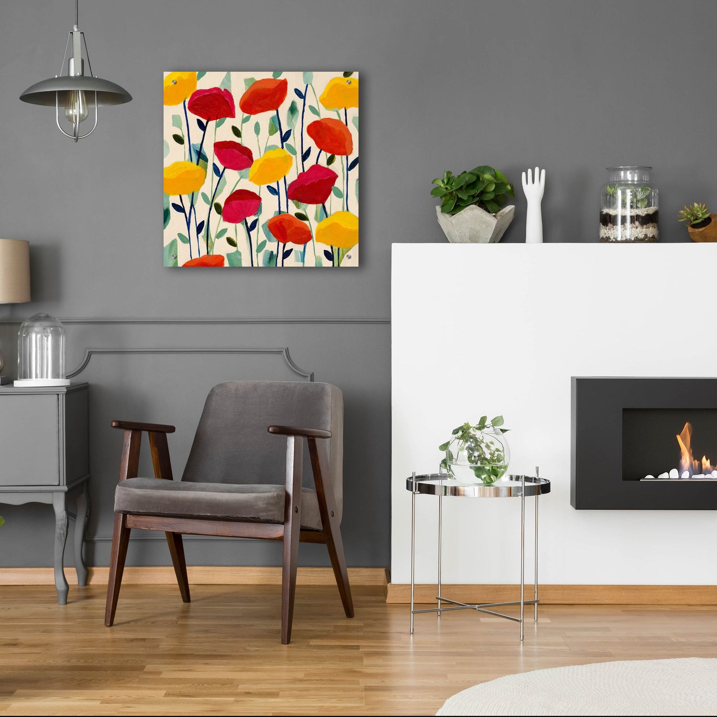 Epic Art ' Cheerful Poppies' by Carrie Schmitt, Acrylic Glass Wall Art,24x24