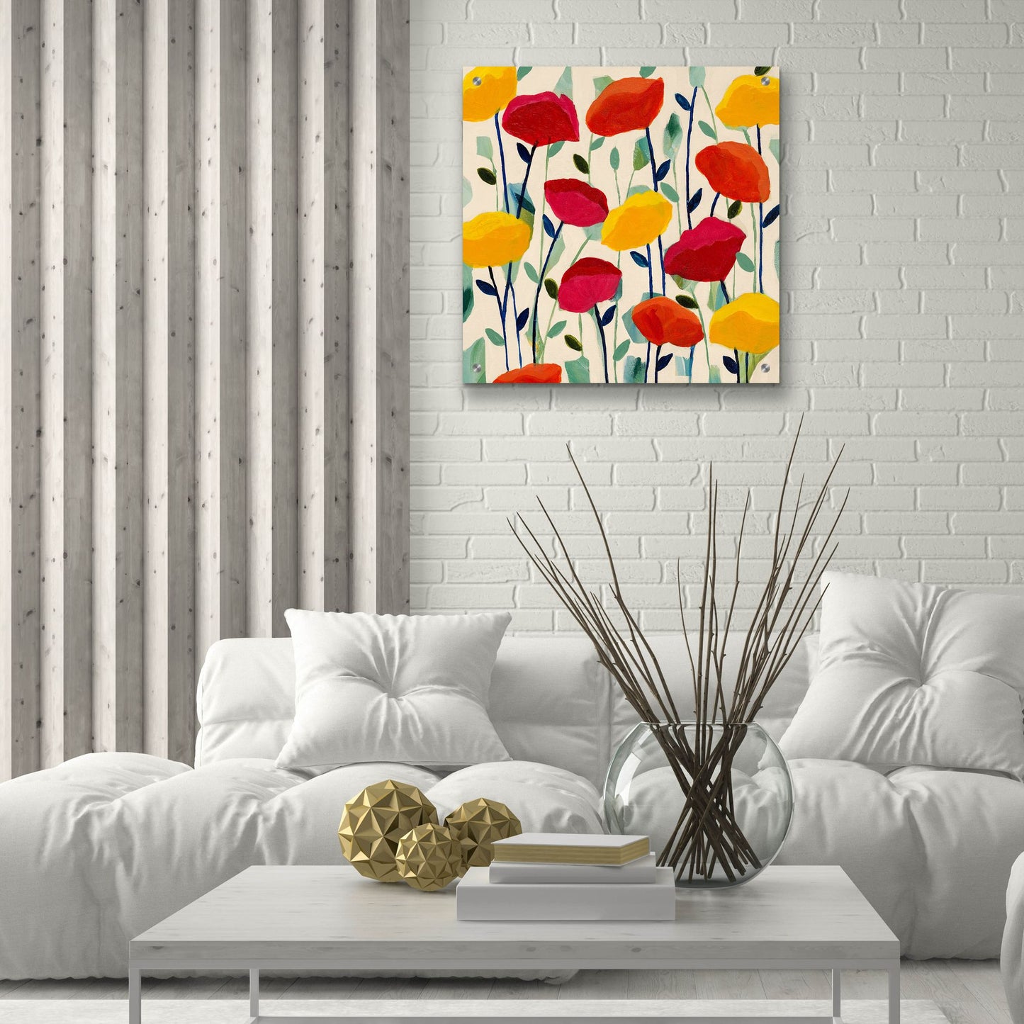 Epic Art ' Cheerful Poppies' by Carrie Schmitt, Acrylic Glass Wall Art,24x24