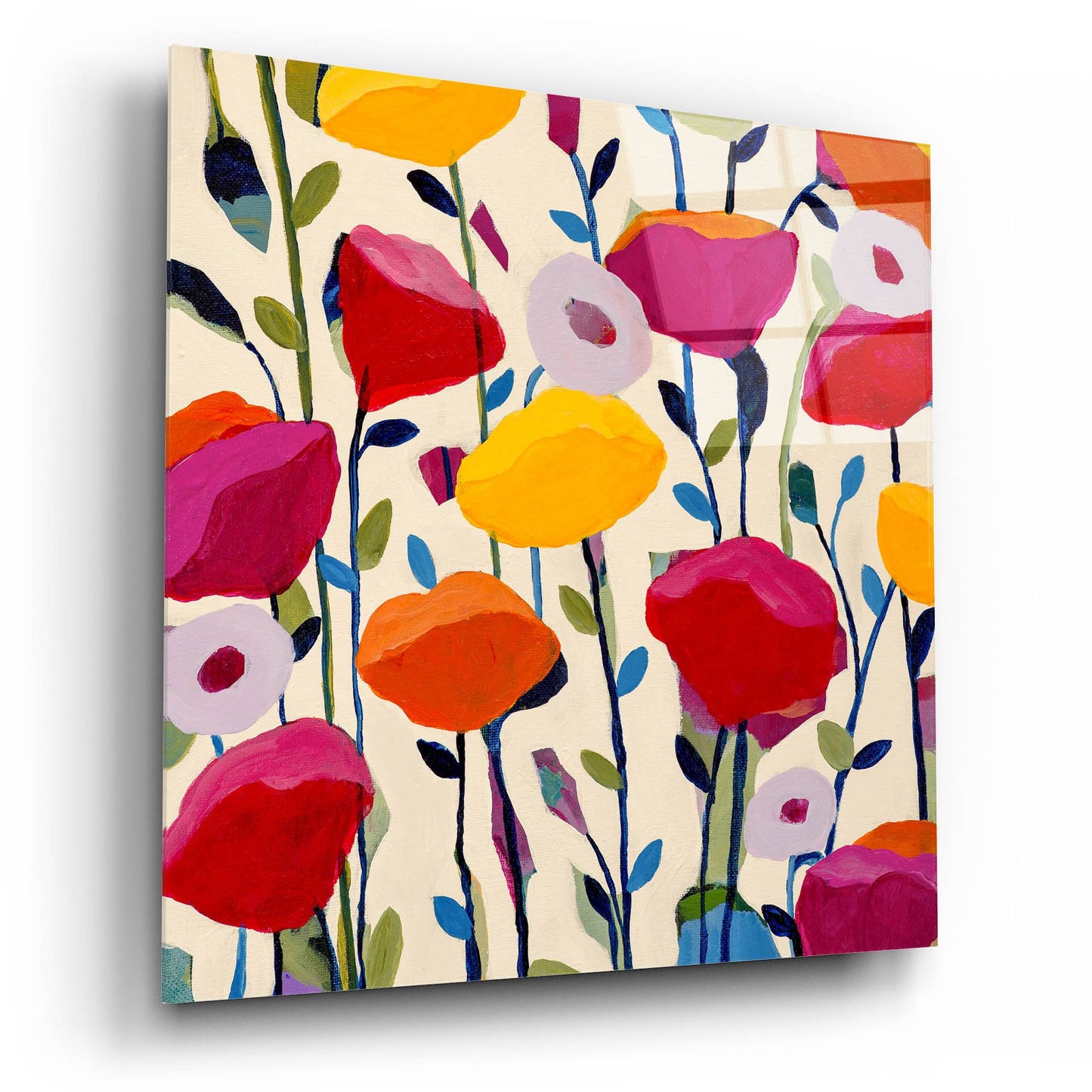 Epic Art ' Bursting Poppies' by Carrie Schmitt/artlicensing.com, Acrylic Glass Wall Art,12x12