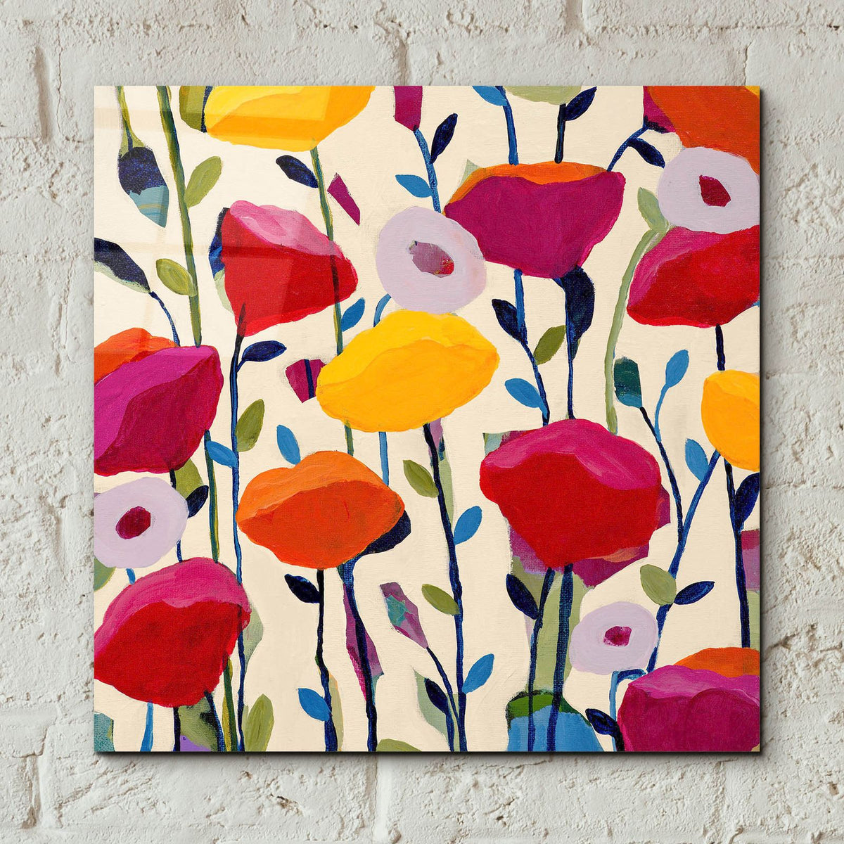 Bursting Poppies by Carrie Schmitt - 12x12 acrylic wall art in a room