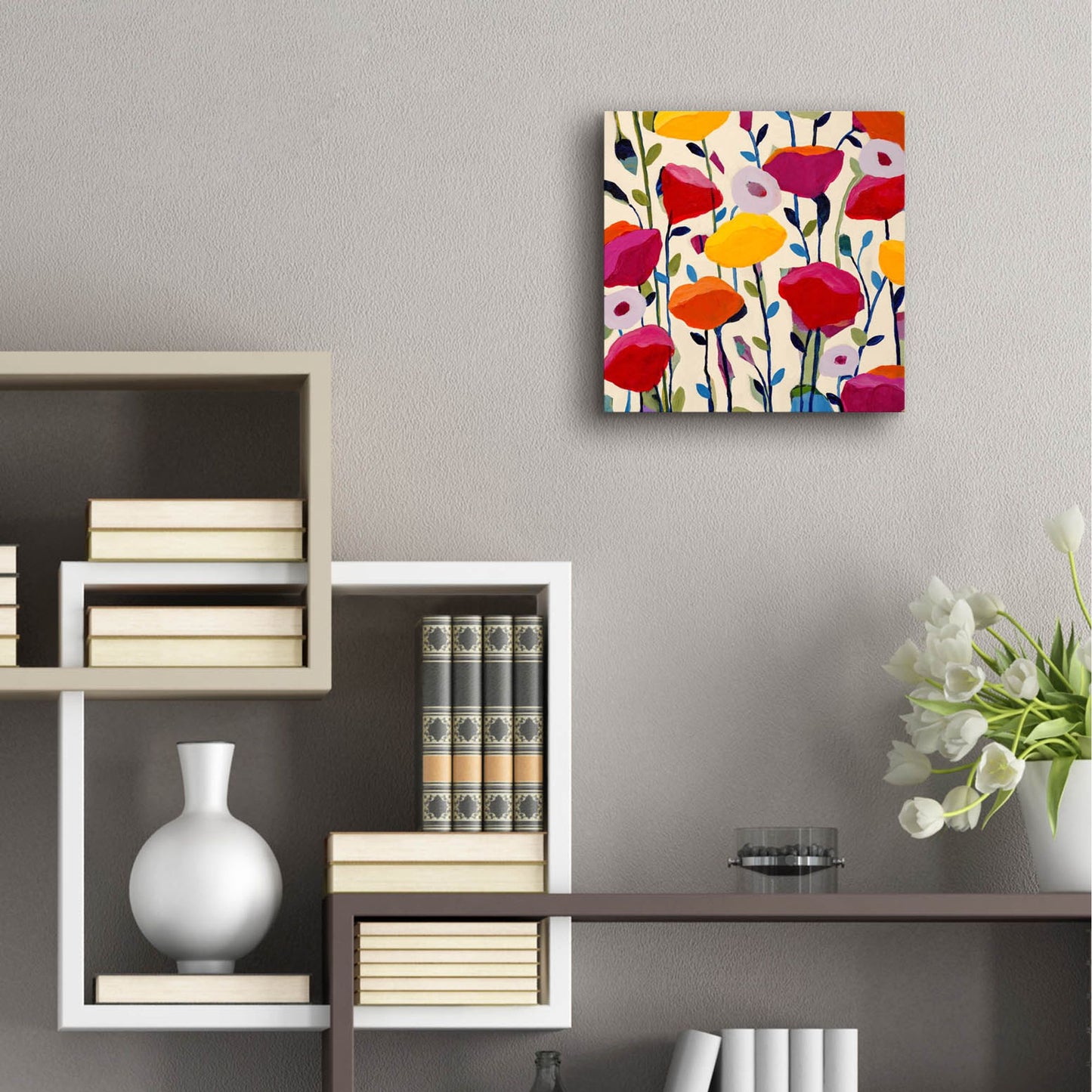 Epic Art ' Bursting Poppies' by Carrie Schmitt/artlicensing.com, Acrylic Glass Wall Art,12x12