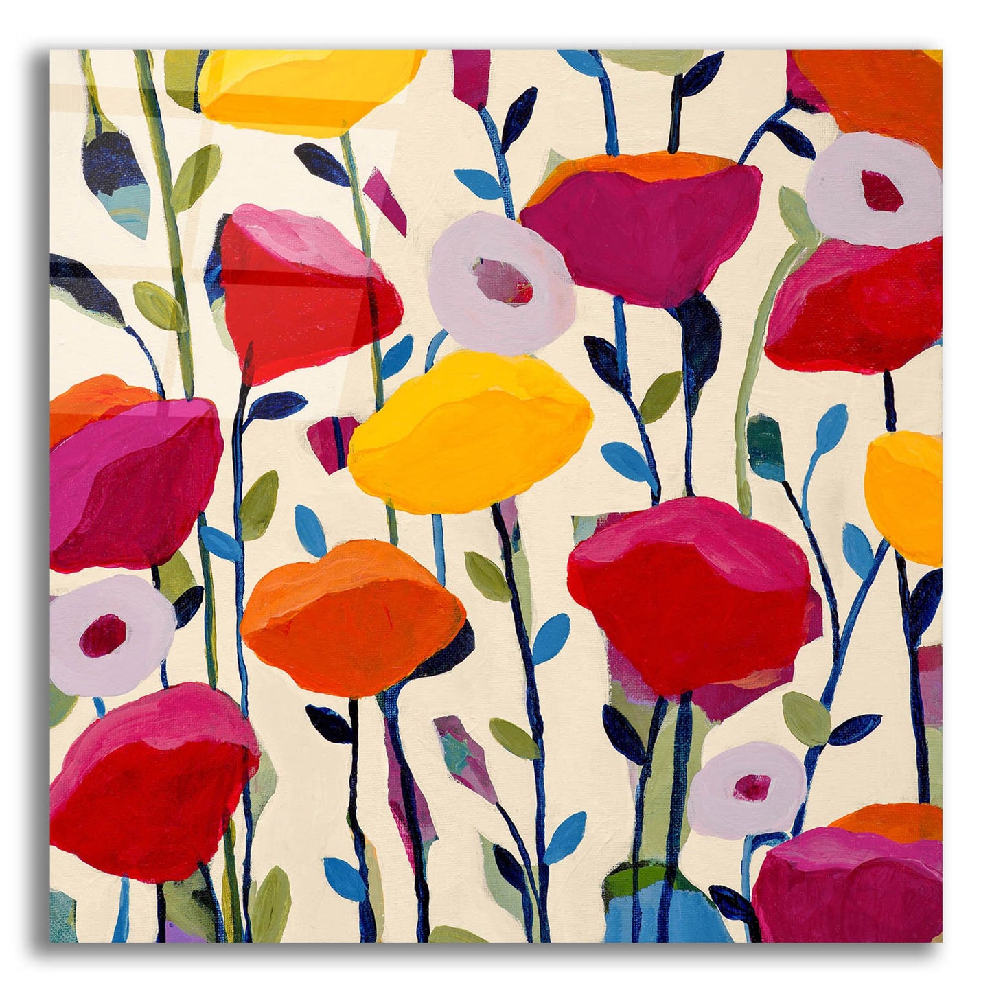 Epic Art ' Bursting Poppies' by Carrie Schmitt/artlicensing.com, Acrylic Glass Wall Art,12x12