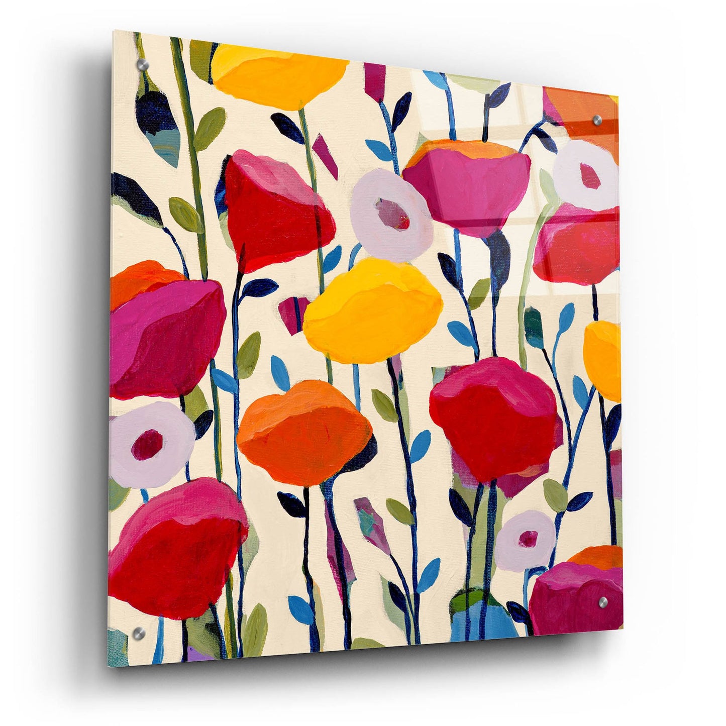 Epic Art ' Bursting Poppies' by Carrie Schmitt/artlicensing.com, Acrylic Glass Wall Art,24x24