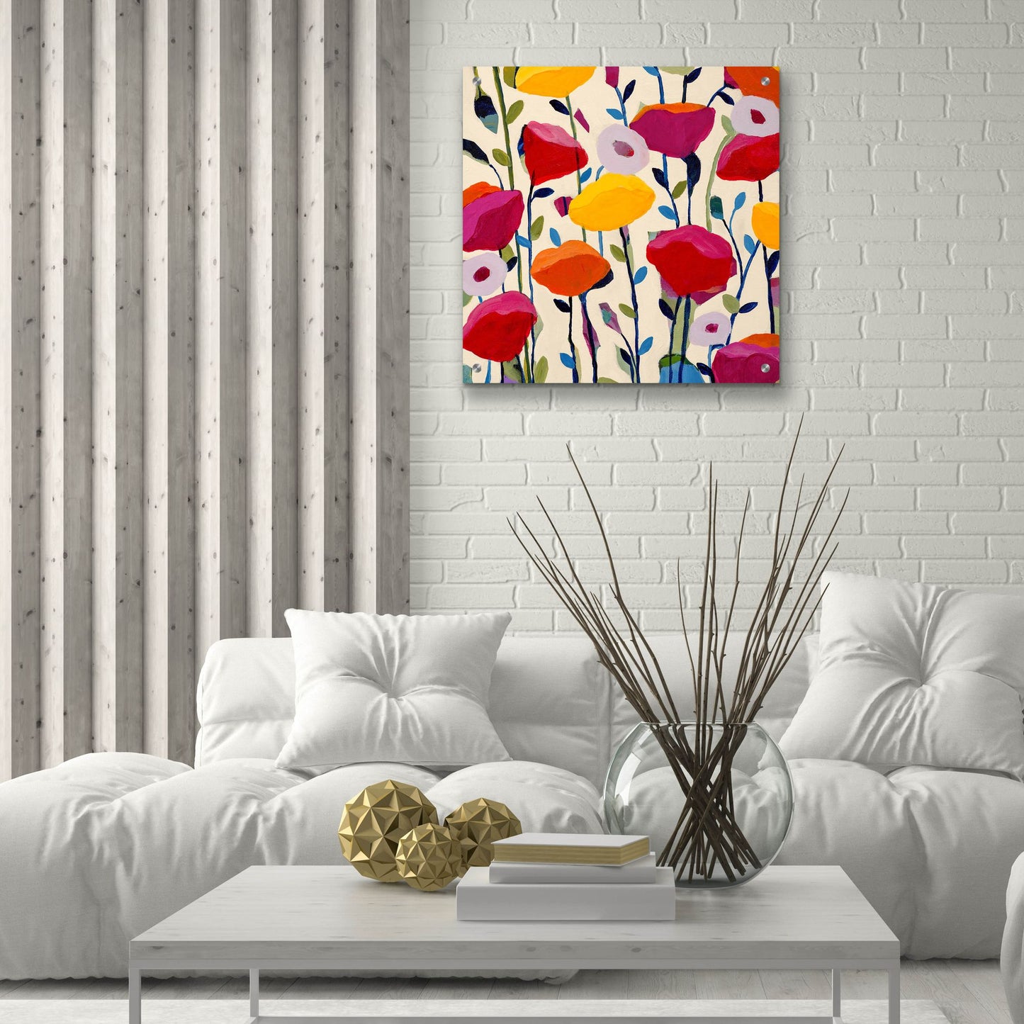 Epic Art ' Bursting Poppies' by Carrie Schmitt/artlicensing.com, Acrylic Glass Wall Art,24x24