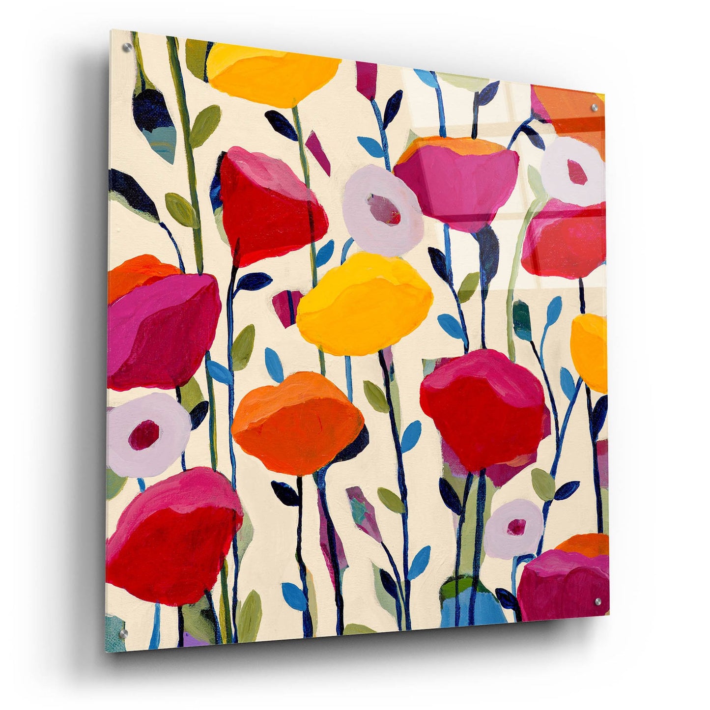 Epic Art ' Bursting Poppies' by Carrie Schmitt/artlicensing.com, Acrylic Glass Wall Art,36x36