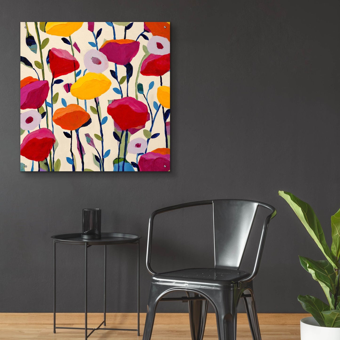 Epic Art ' Bursting Poppies' by Carrie Schmitt/artlicensing.com, Acrylic Glass Wall Art,36x36