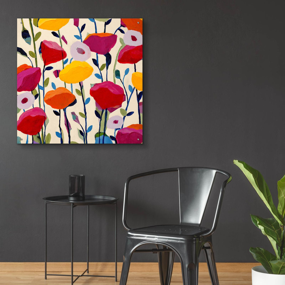 Bursting Poppies by Carrie Schmitt - 36x36 acrylic wall art in a room