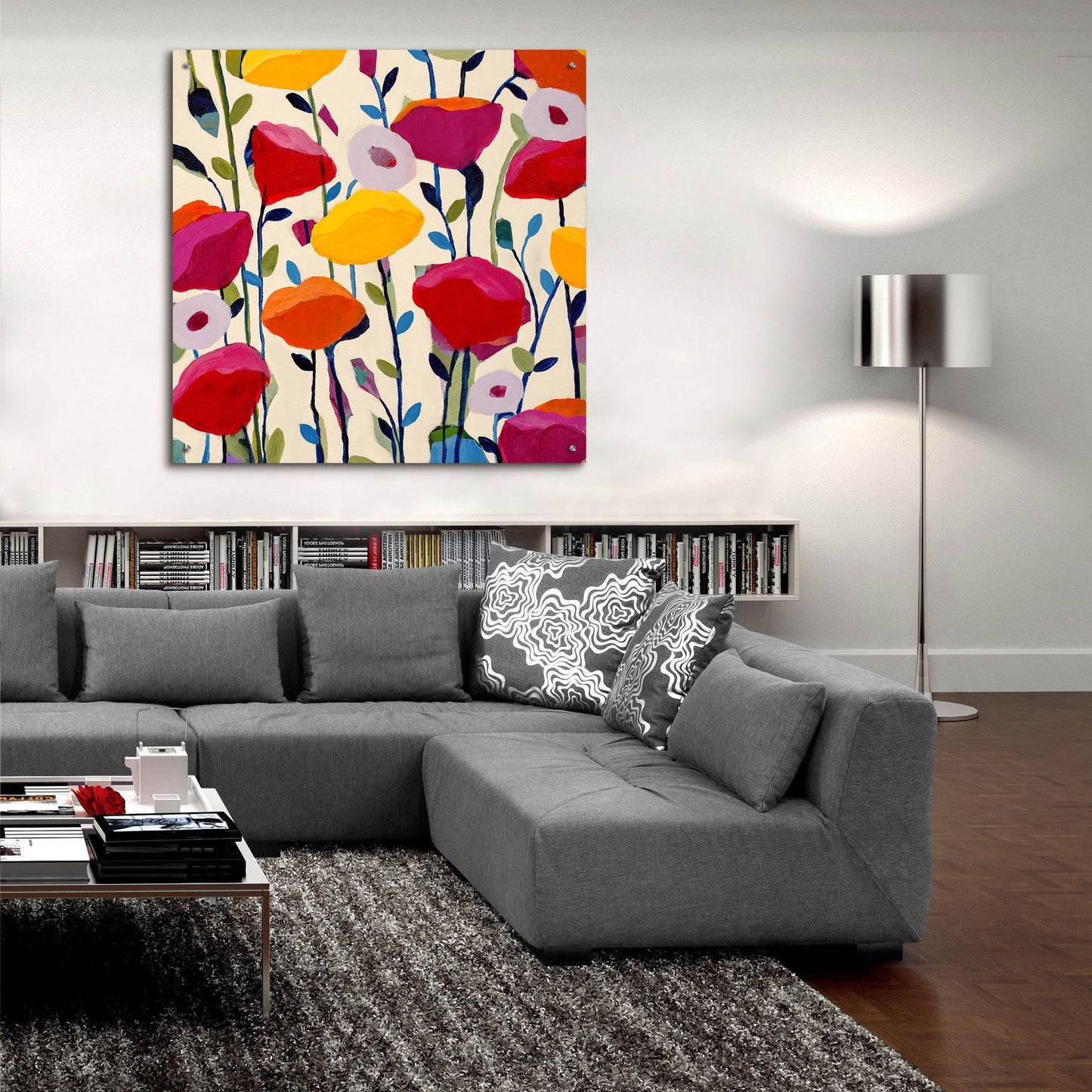 Epic Art ' Bursting Poppies' by Carrie Schmitt/artlicensing.com, Acrylic Glass Wall Art,36x36