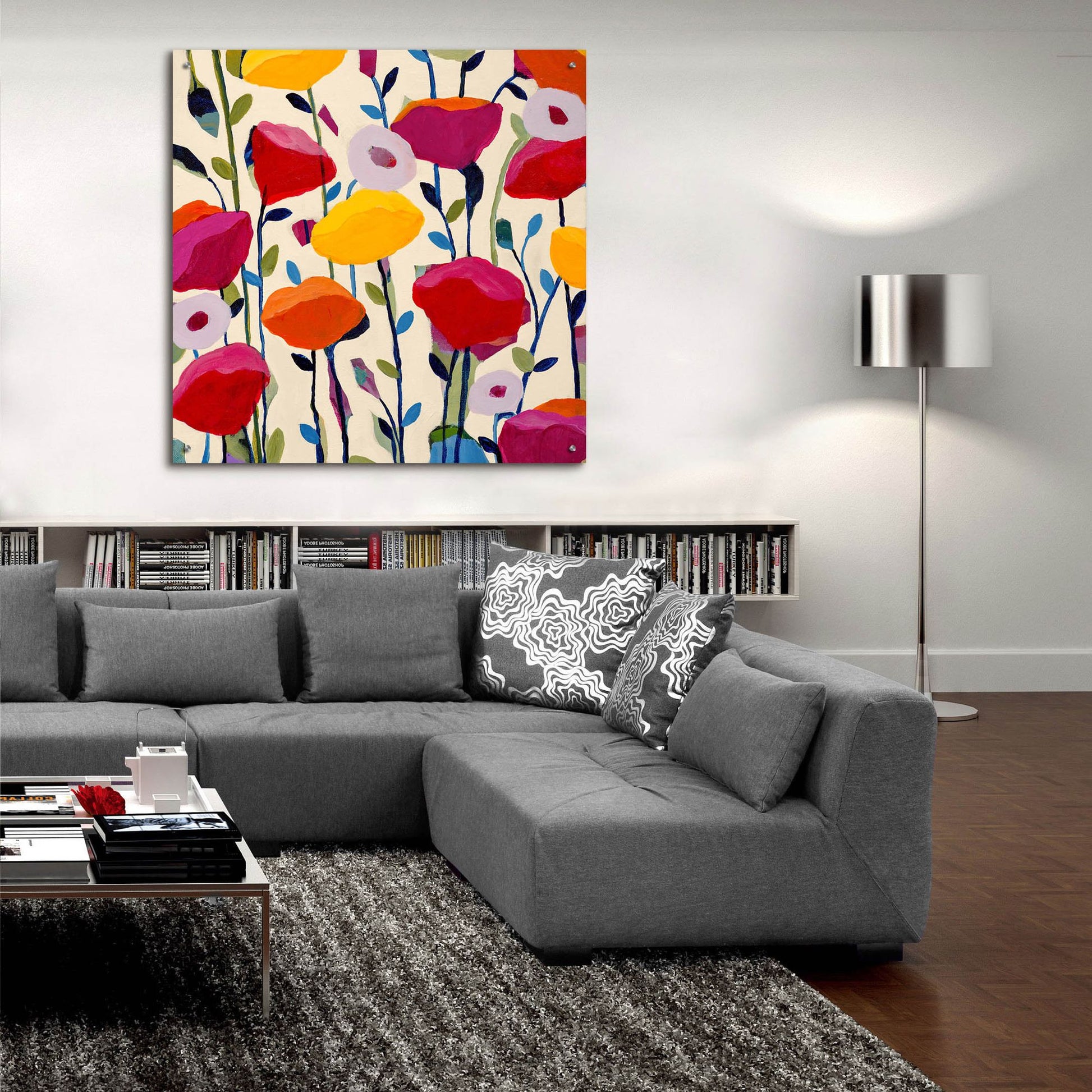 Epic Art ' Bursting Poppies' by Carrie Schmitt/artlicensing.com, Acrylic Glass Wall Art,36x36