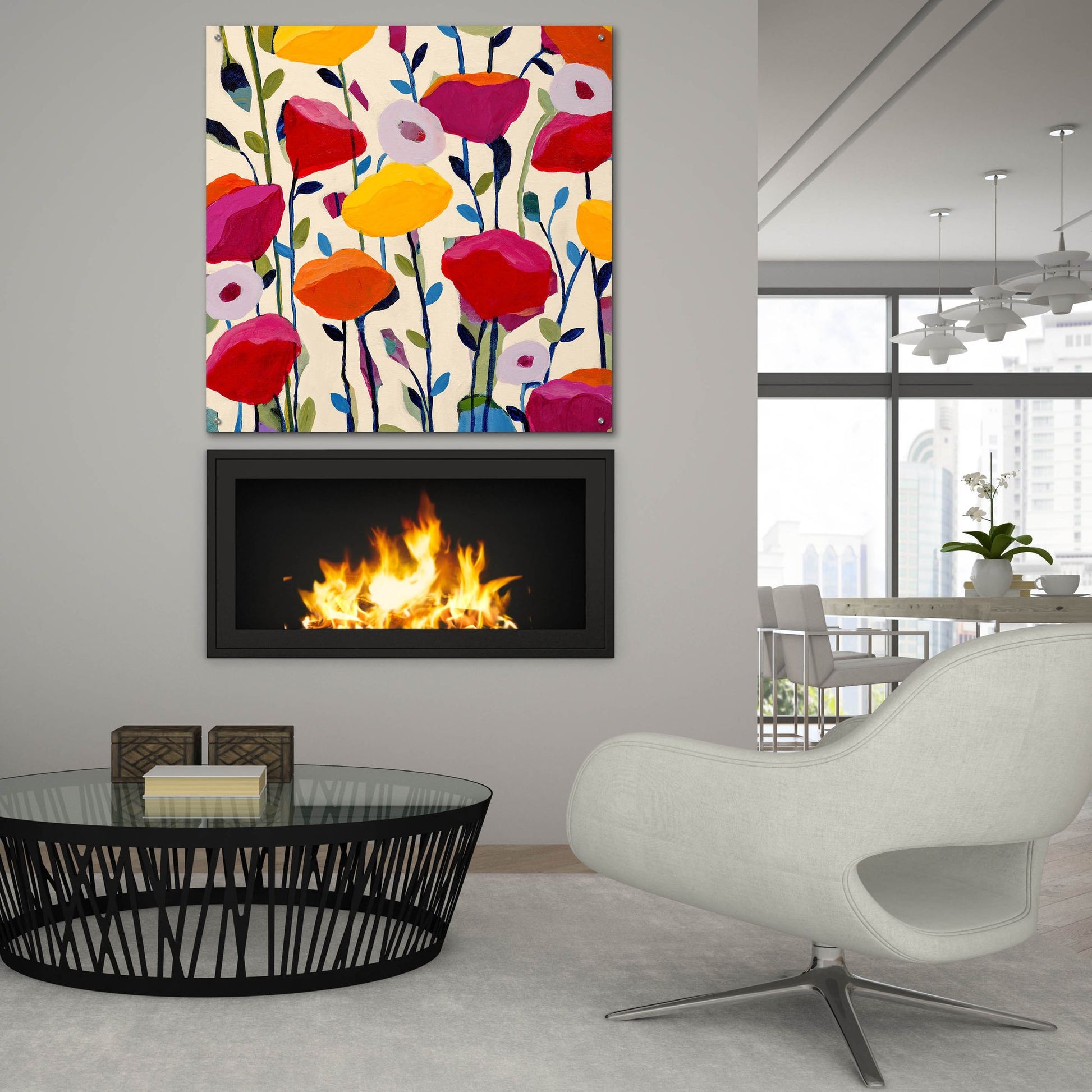 Epic Art ' Bursting Poppies' by Carrie Schmitt/artlicensing.com, Acrylic Glass Wall Art,36x36