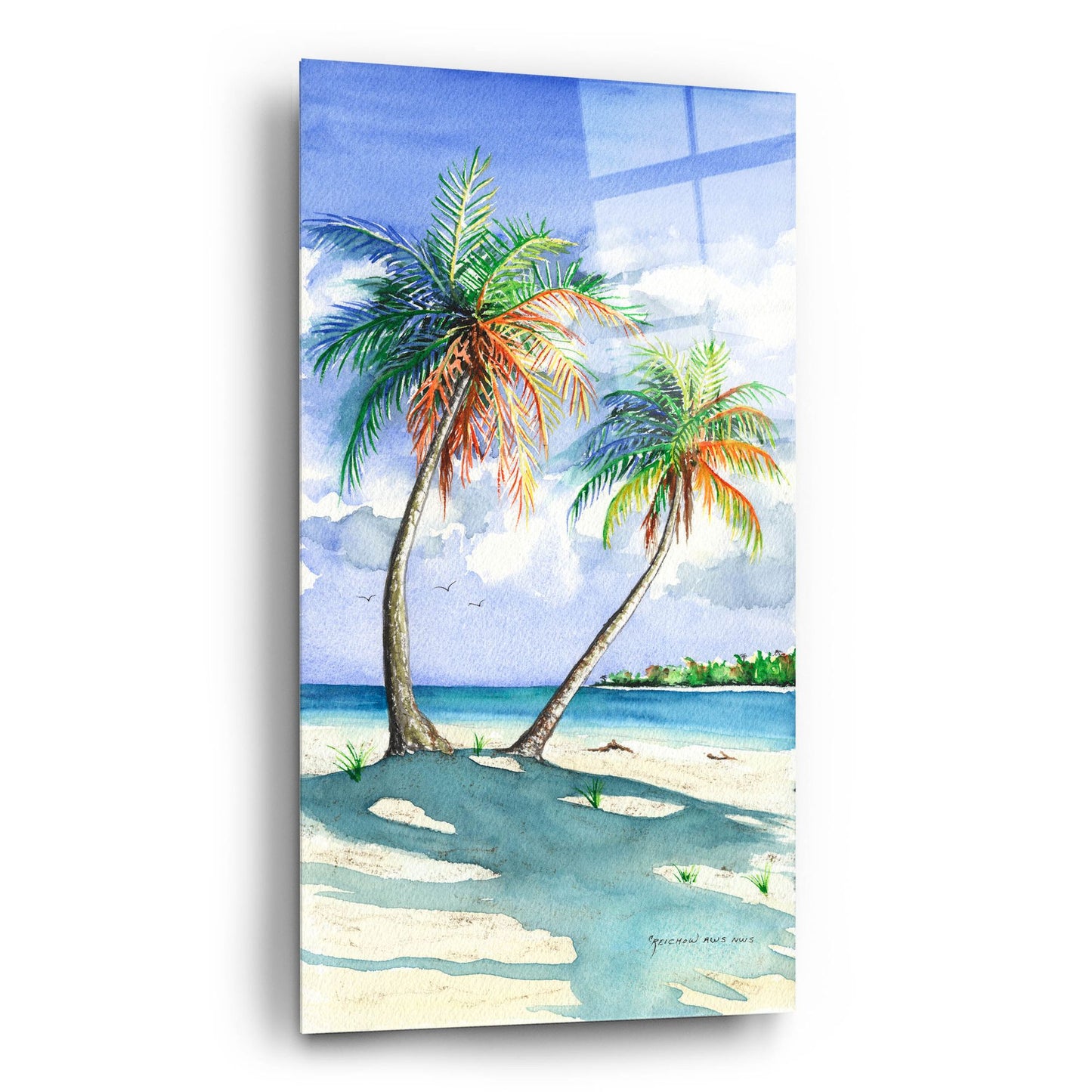 Epic Art ' Palm Shadows' by Christine Reichow, Acrylic Glass Wall Art,12x24