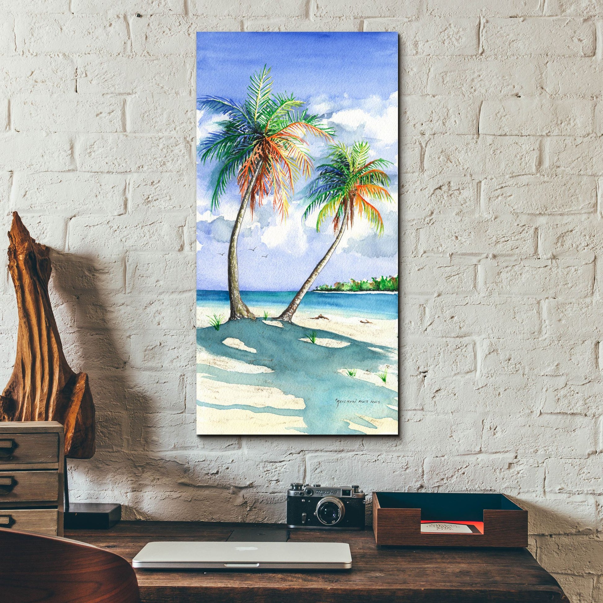 Epic Art ' Palm Shadows' by Christine Reichow, Acrylic Glass Wall Art,12x24