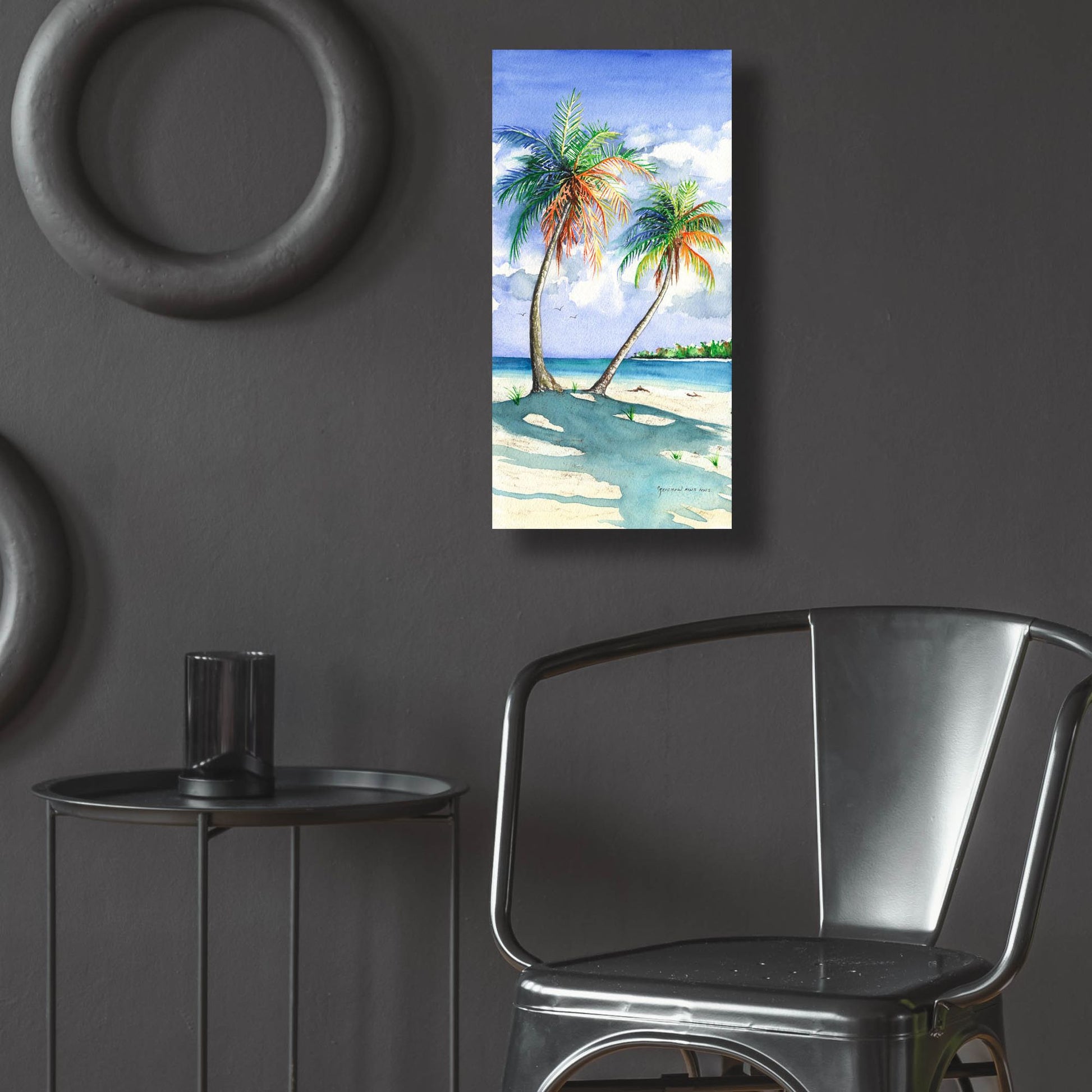 Epic Art ' Palm Shadows' by Christine Reichow, Acrylic Glass Wall Art,12x24