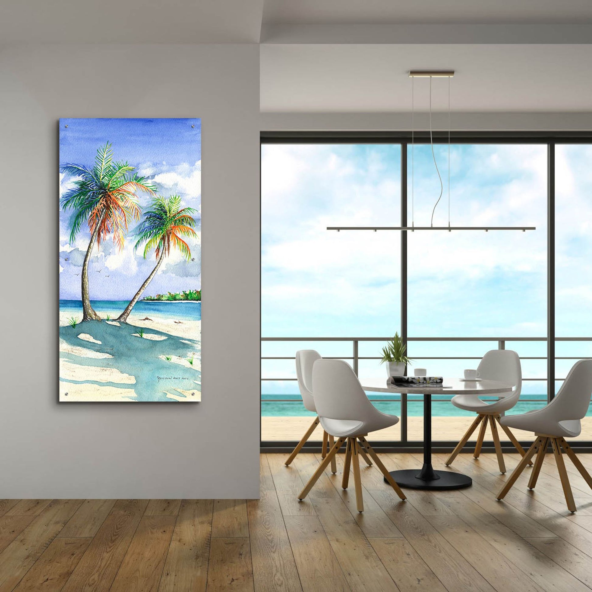 Epic Art ' Palm Shadows' by Christine Reichow, Acrylic Glass Wall Art,24x48