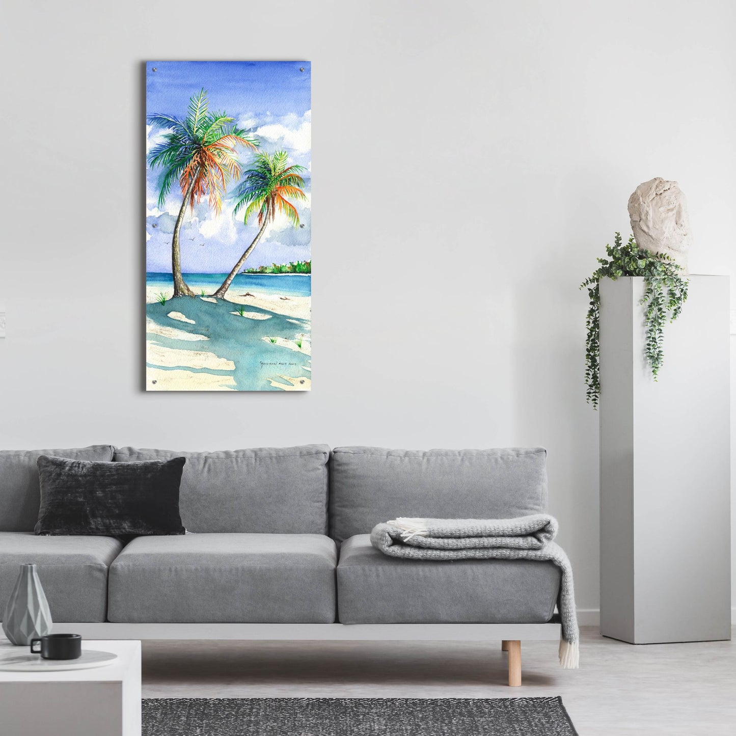 Epic Art ' Palm Shadows' by Christine Reichow, Acrylic Glass Wall Art,24x48