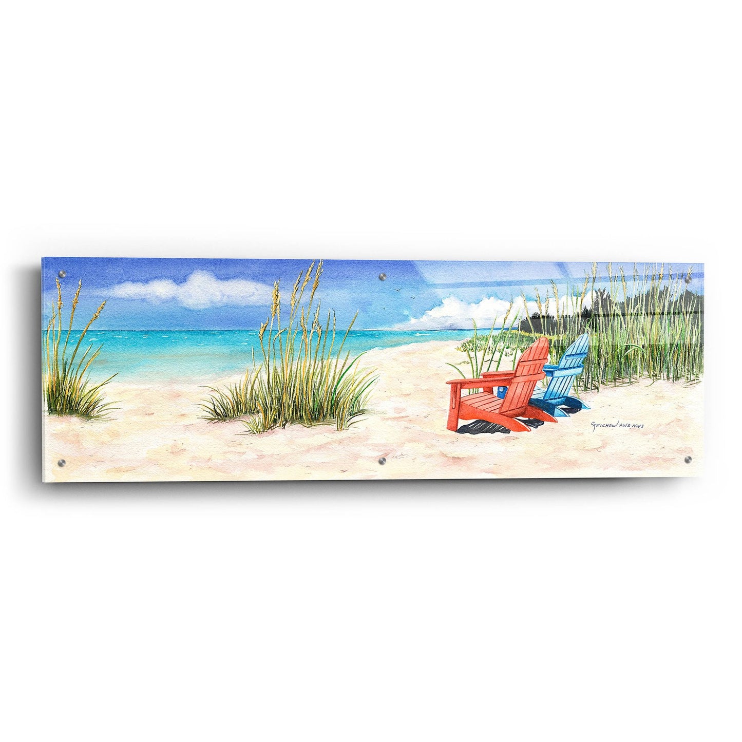 Epic Art ' Happiness Is..'by Christine Reichow, Acrylic Glass Wall Art,48x16