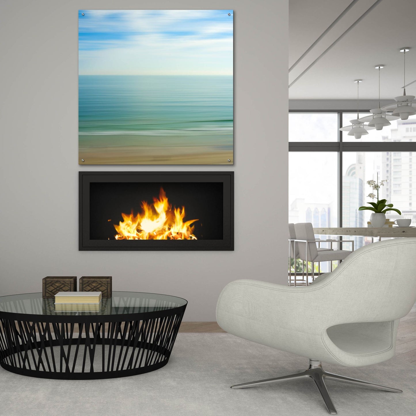 Epic Art ' Seacoast 17' by David E Rowell, Acrylic Glass Wall Art,36x36