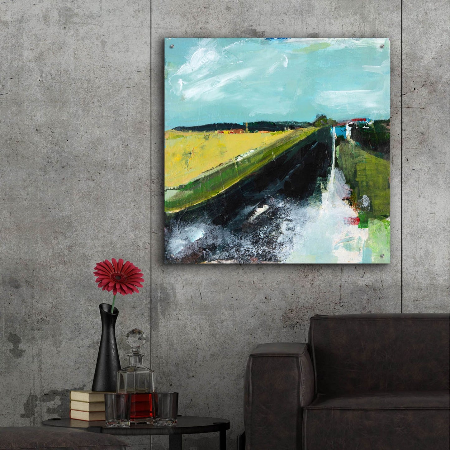 Epic Art ' Open Road' by Deanna Schuerbeke, Acrylic Glass Wall Art,36x36